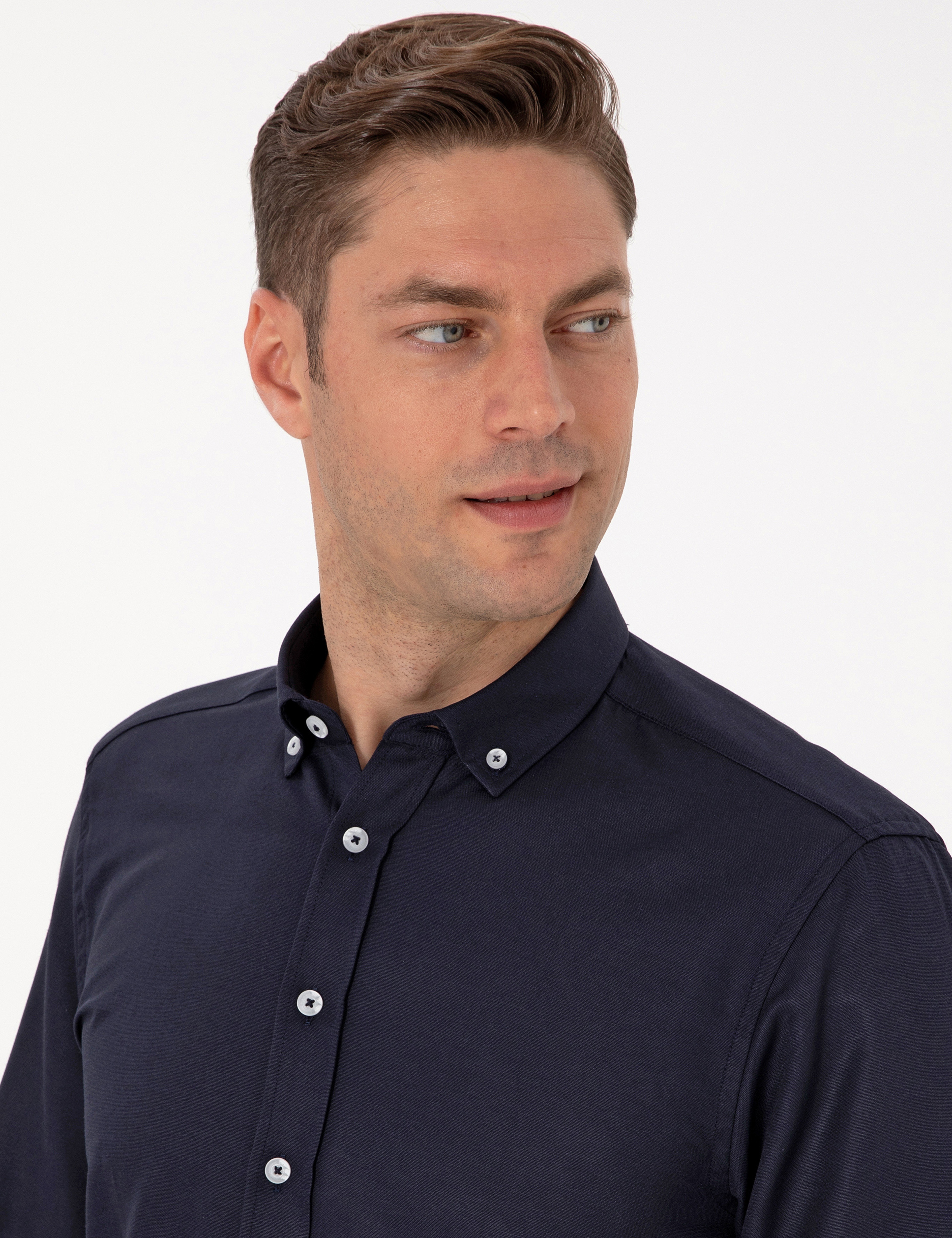 Lacivert Regular Fit Uzun Kollu Gömlek