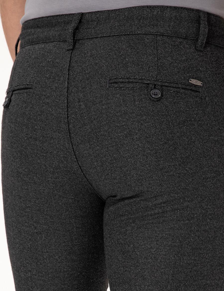 Antrasit Slim Fit Kordonlu Kanvas Pantolon