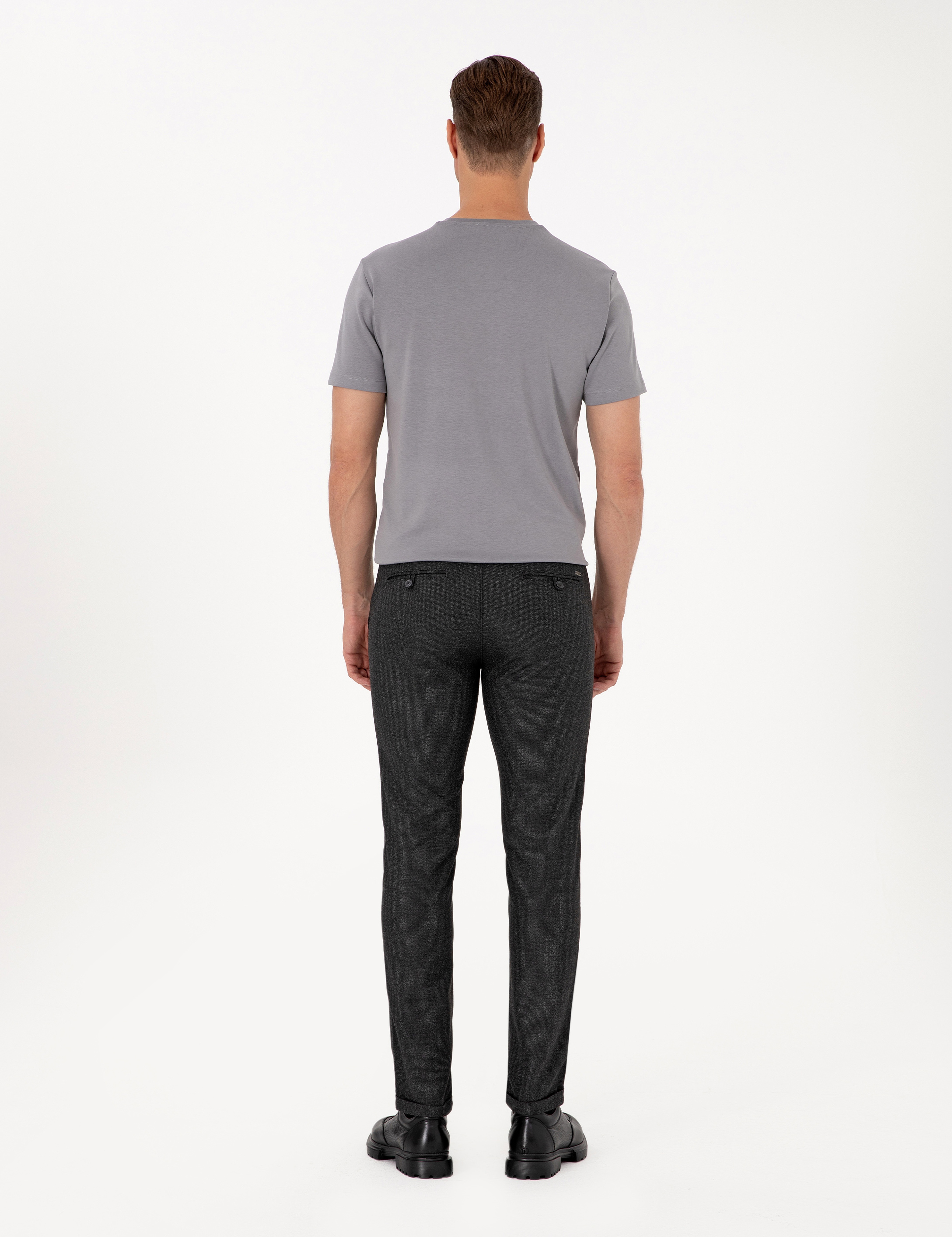 Antrasit Slim Fit Kordonlu Kanvas Pantolon - Image 4