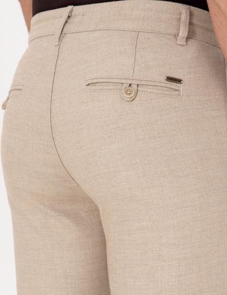 Bej Slim Fit Kordonlu Kanvas Pantolon - 50310829058