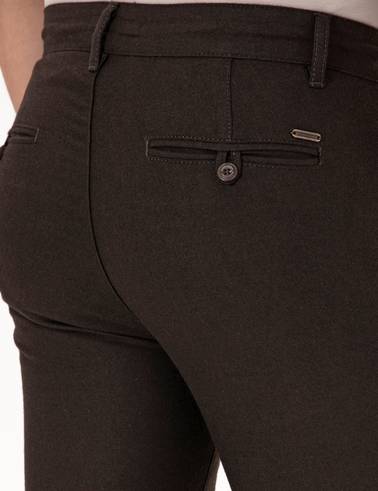 Koyu Kahverengi Slim Fit Kordonlu Kanvas Pantolon