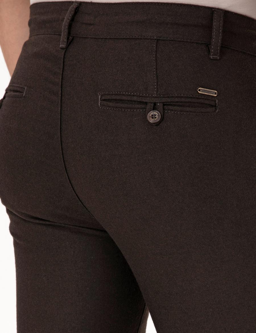 Koyu Kahverengi Slim Fit Kordonlu Kanvas Pantolon