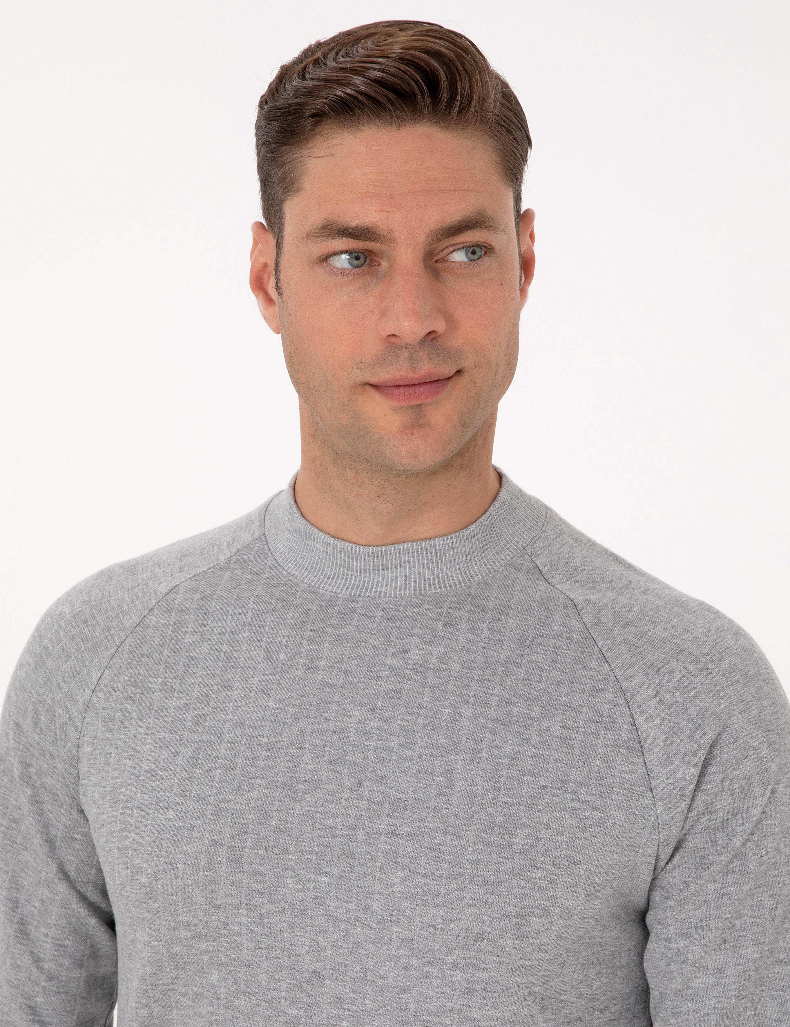 Açık Gri Melanj Regular Fit Sweatshirt