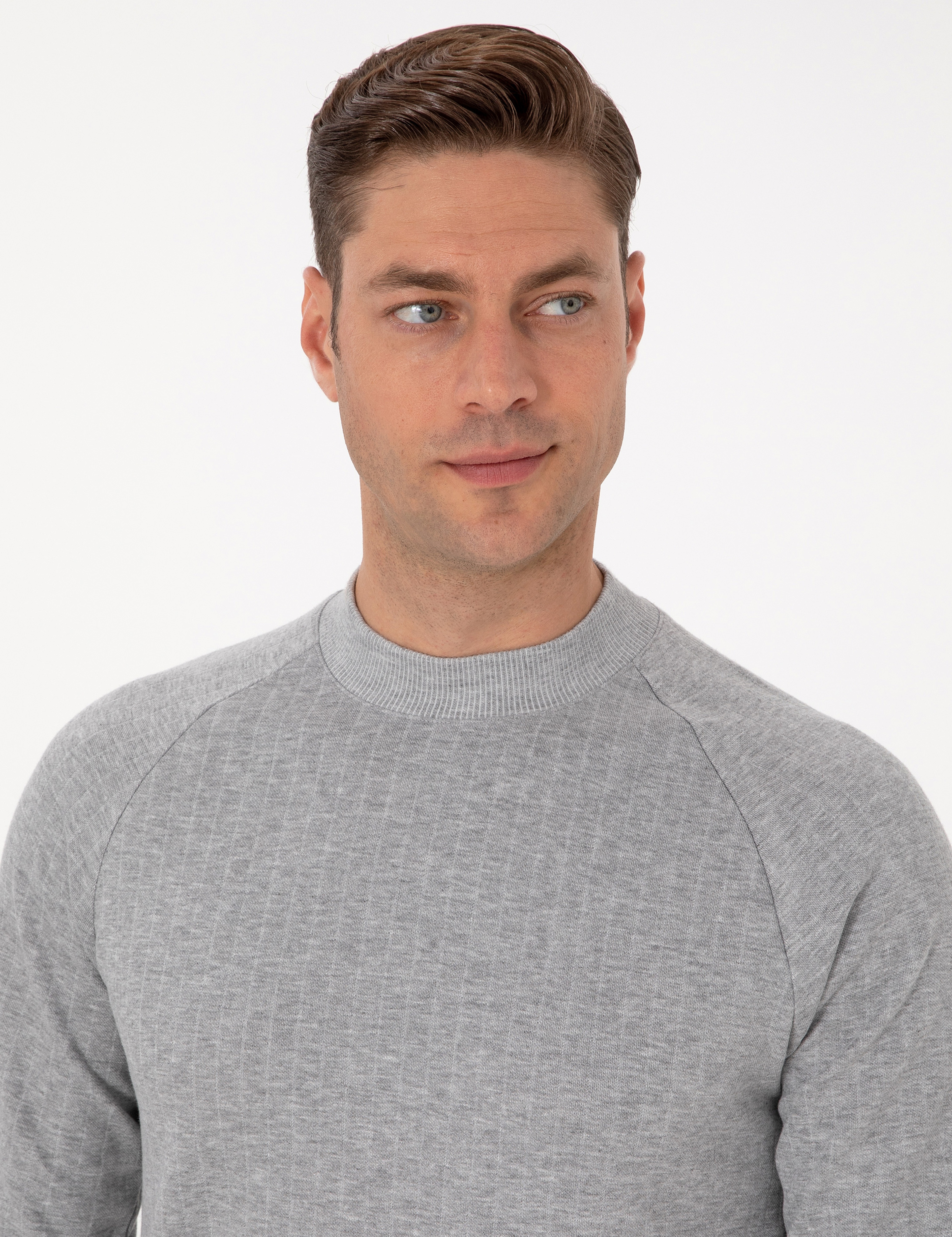 Açık Gri Melanj Regular Fit Sweatshirt - Image 2