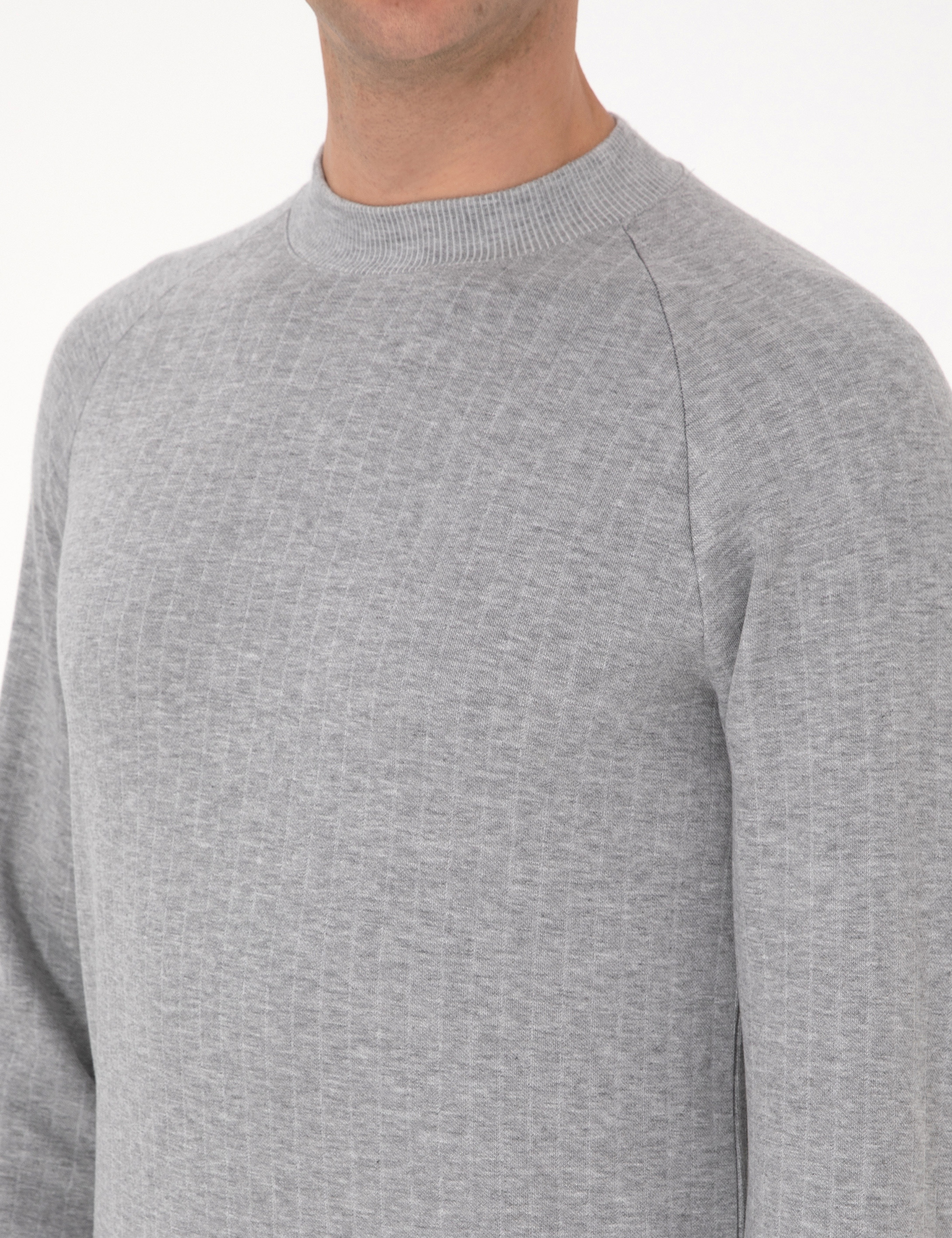 Açık Gri Melanj Regular Fit Sweatshirt - Image 7