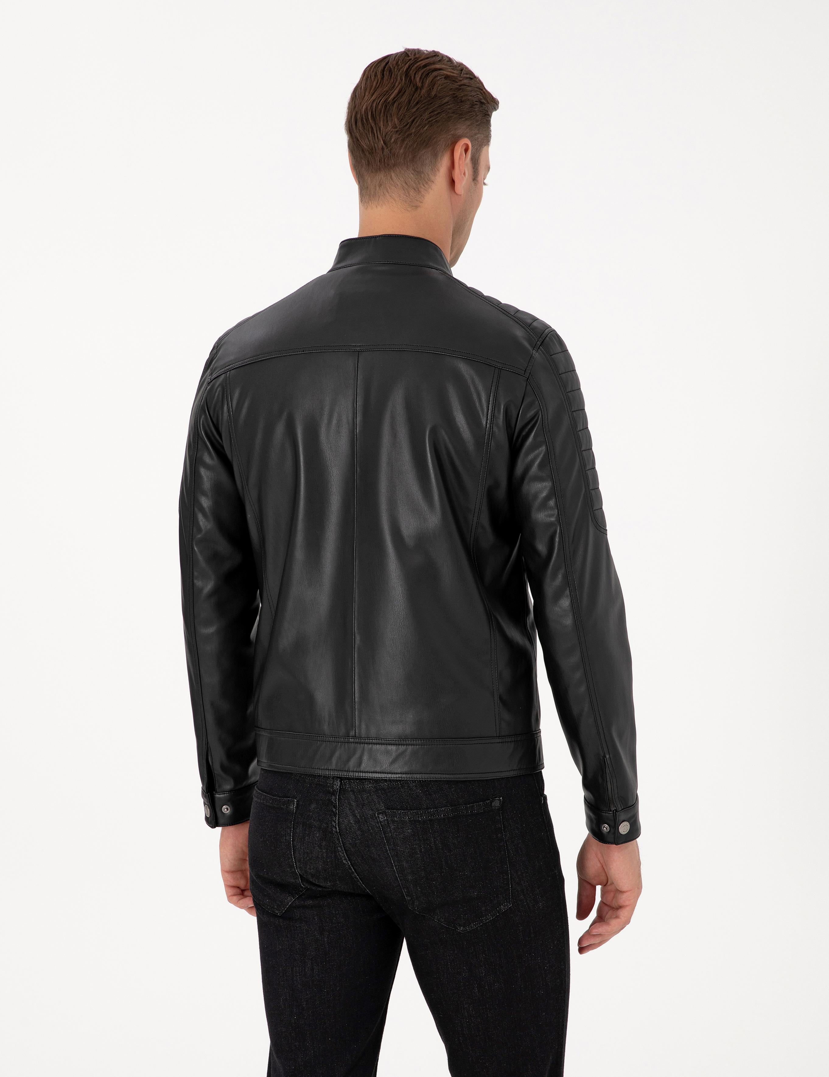 Siyah Suni Deri Ceket