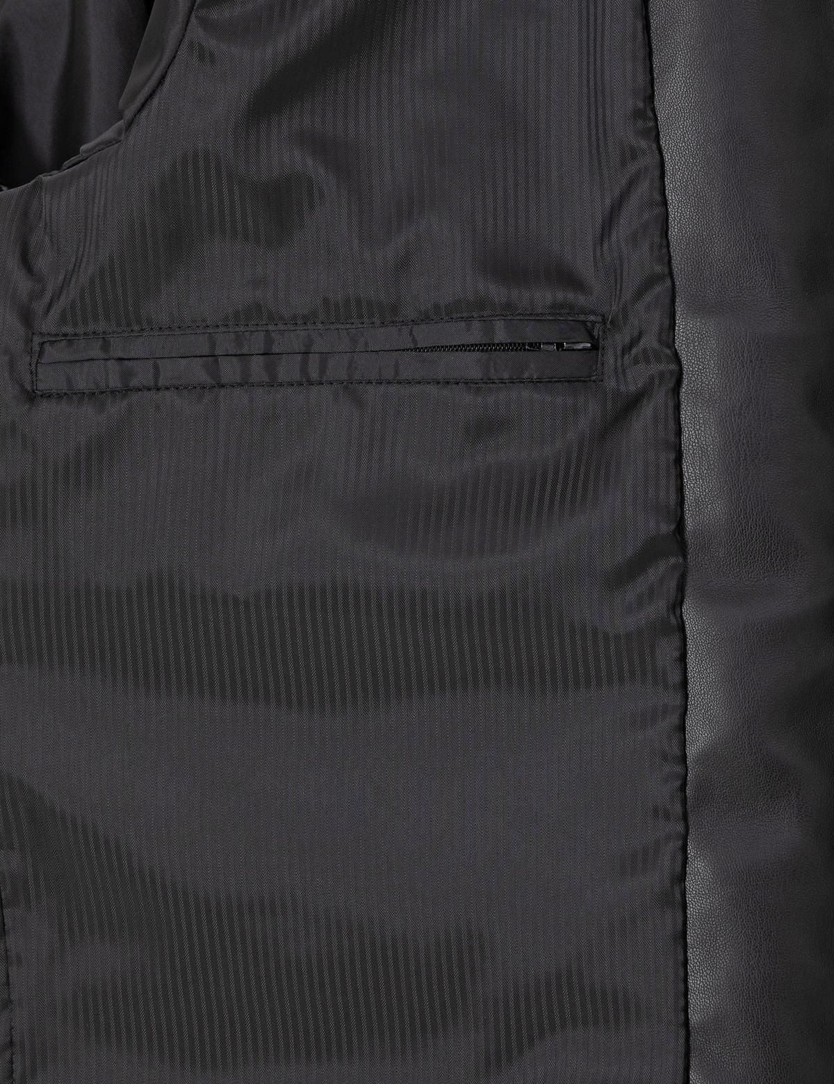 Siyah Gömlek Yaka Suni Deri Ceket - 50318151005