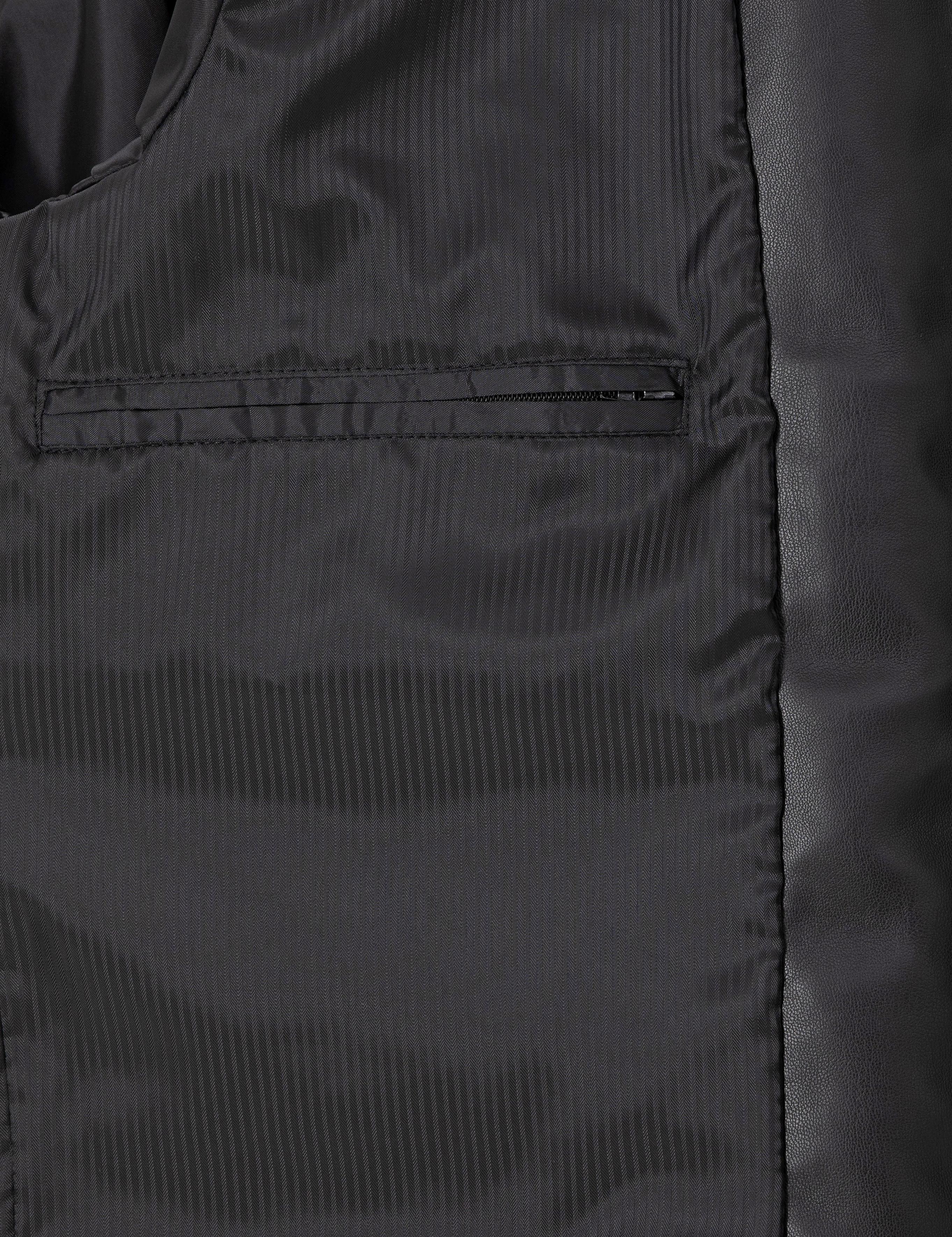 Siyah Gömlek Yaka Suni Deri Ceket