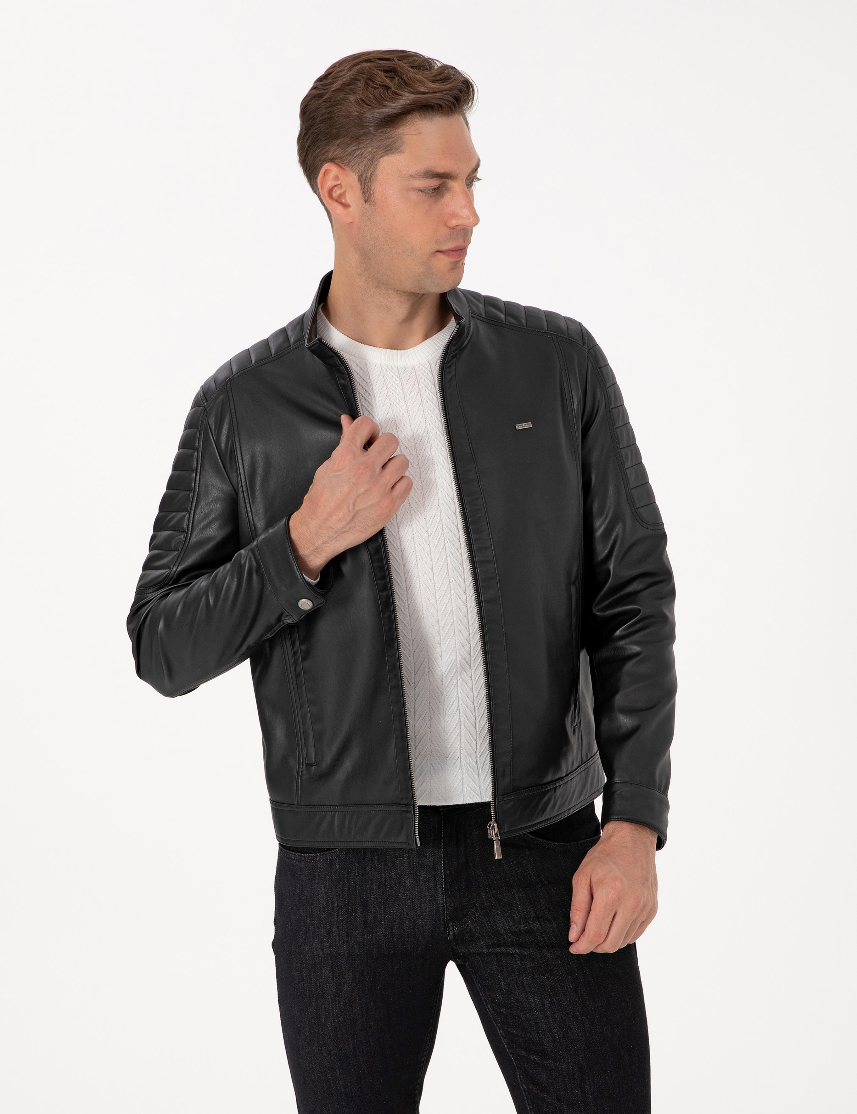 Siyah Suni Deri Ceket