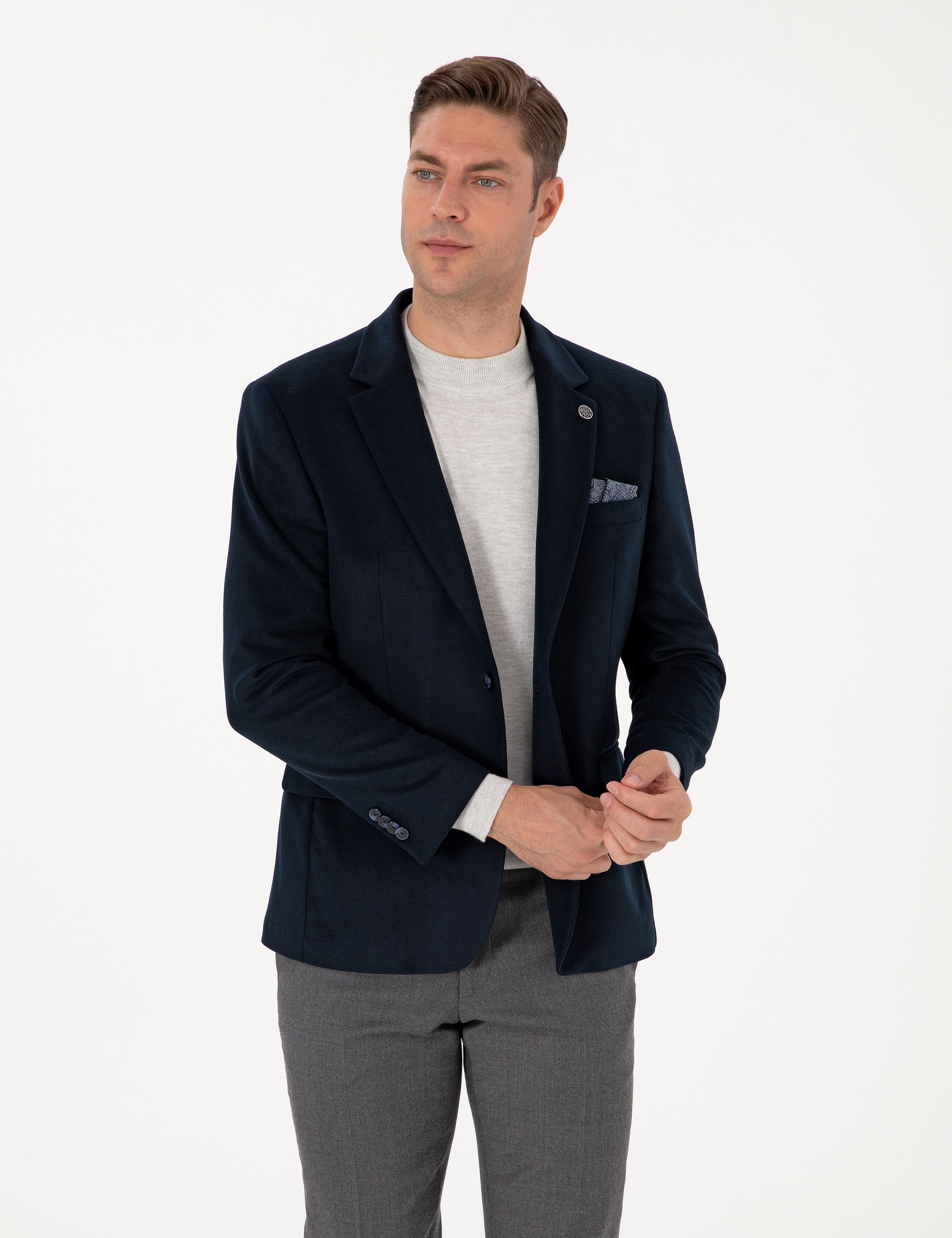 Lacivert Slim Fit Ceket - Image 3