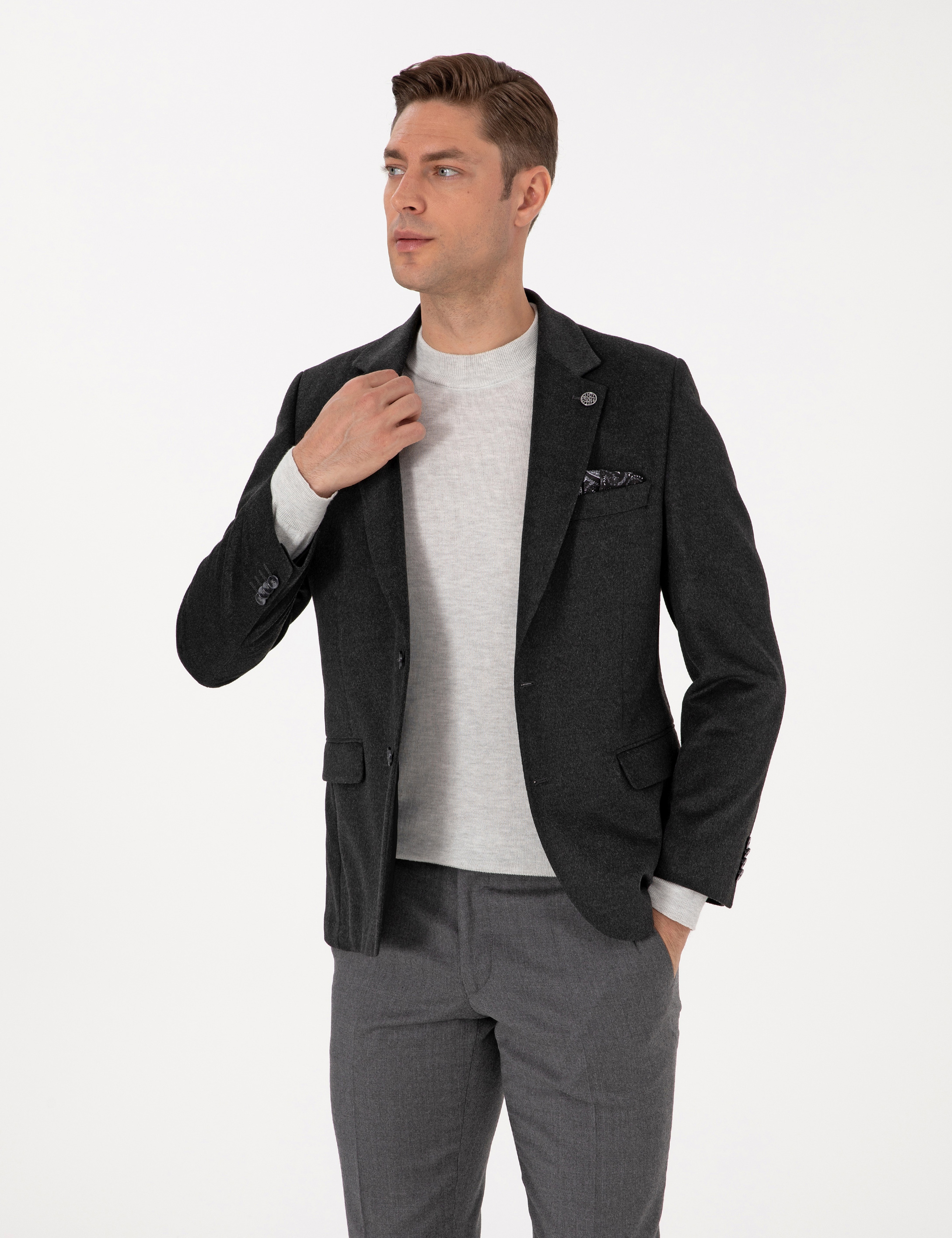 Antrasit Slim Fit Ceket - Image 3