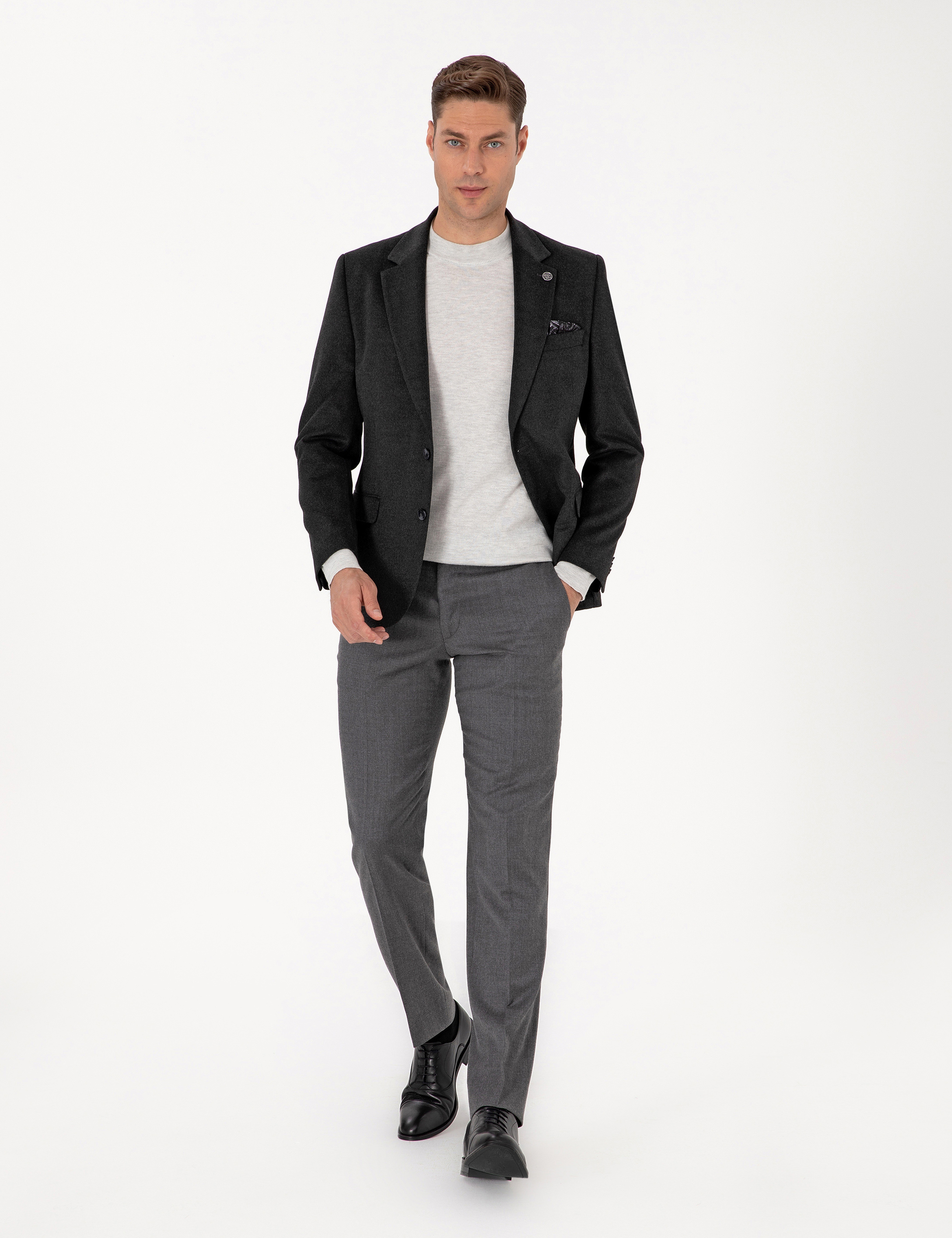 Antrasit Slim Fit Ceket - Image 4