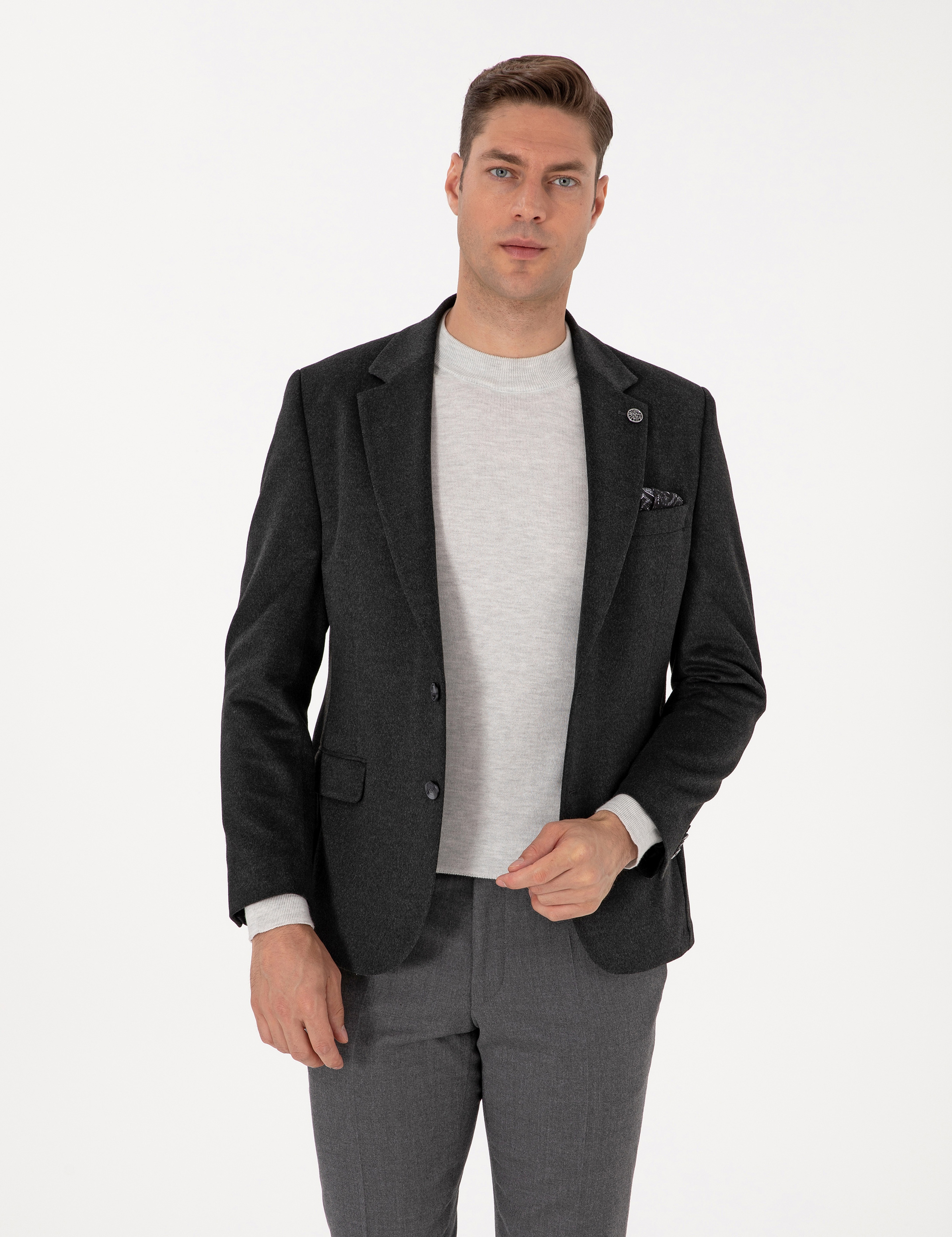 Antrasit Slim Fit Ceket - Image 1