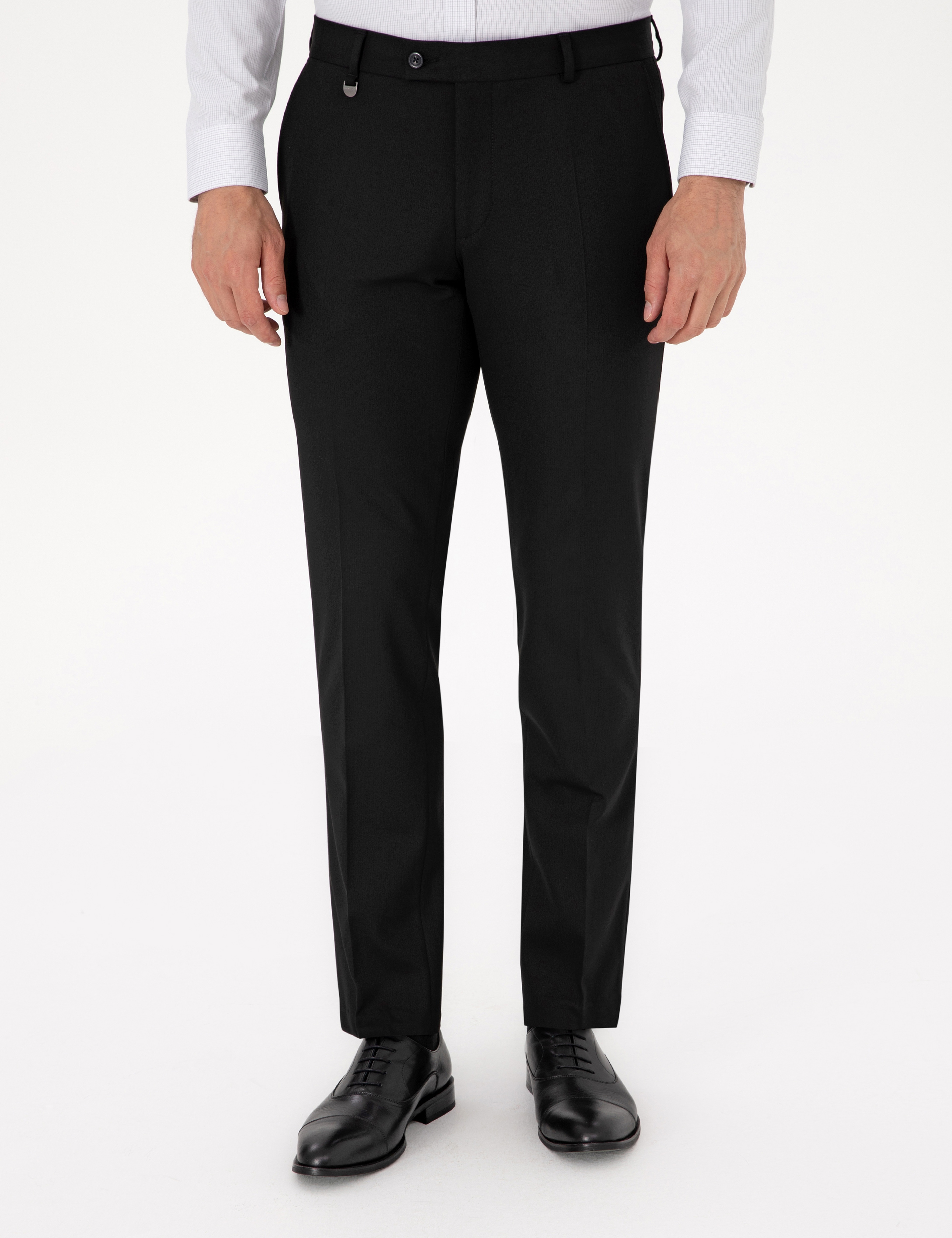 Siyah Slim Fit Kumaş Pantolon - Image 2