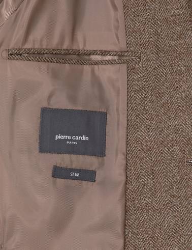 Kahverengi Slim Fit Balıksırtı Ceket
