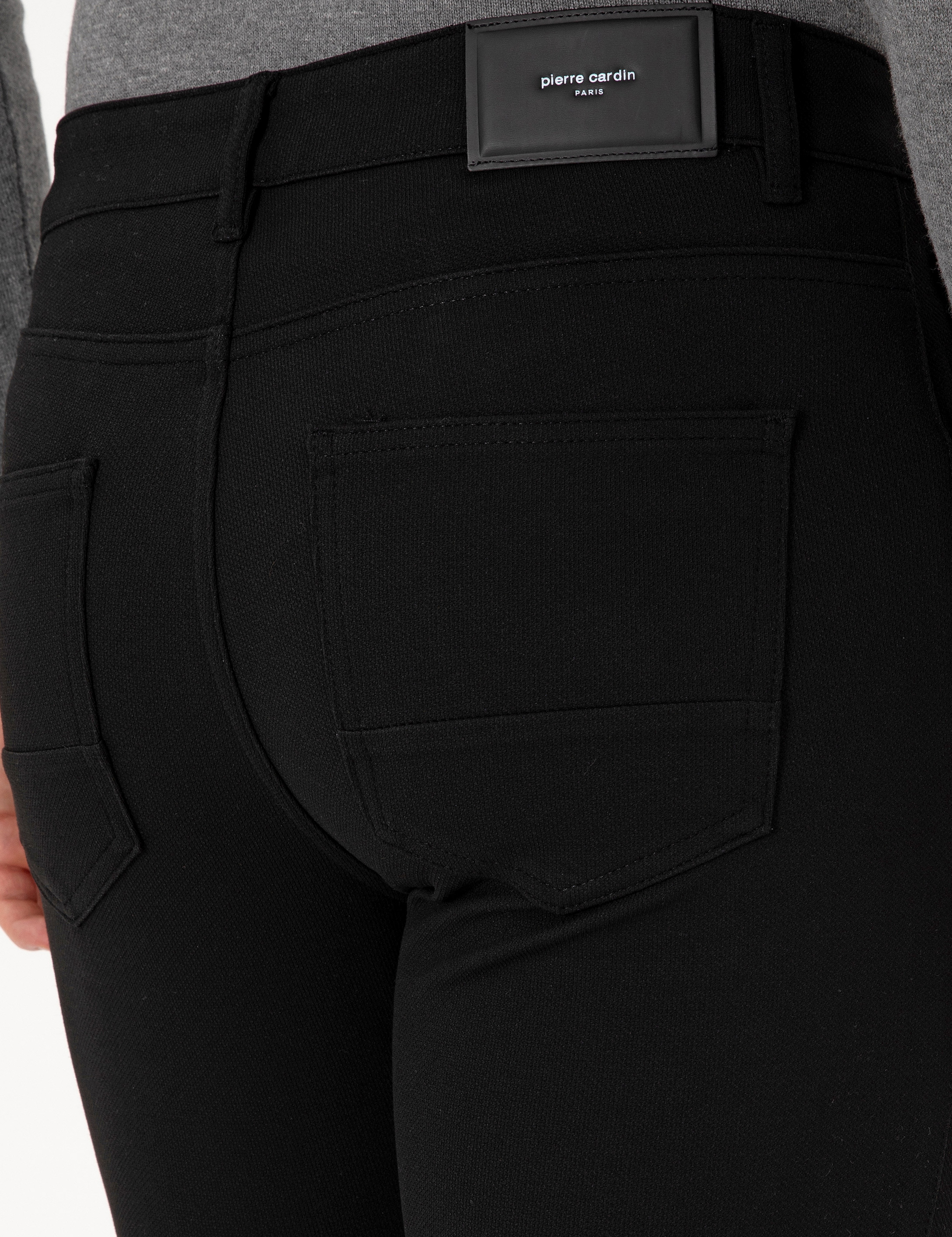 Siyah Slim Fit Kanvas Pantolon - Image 6