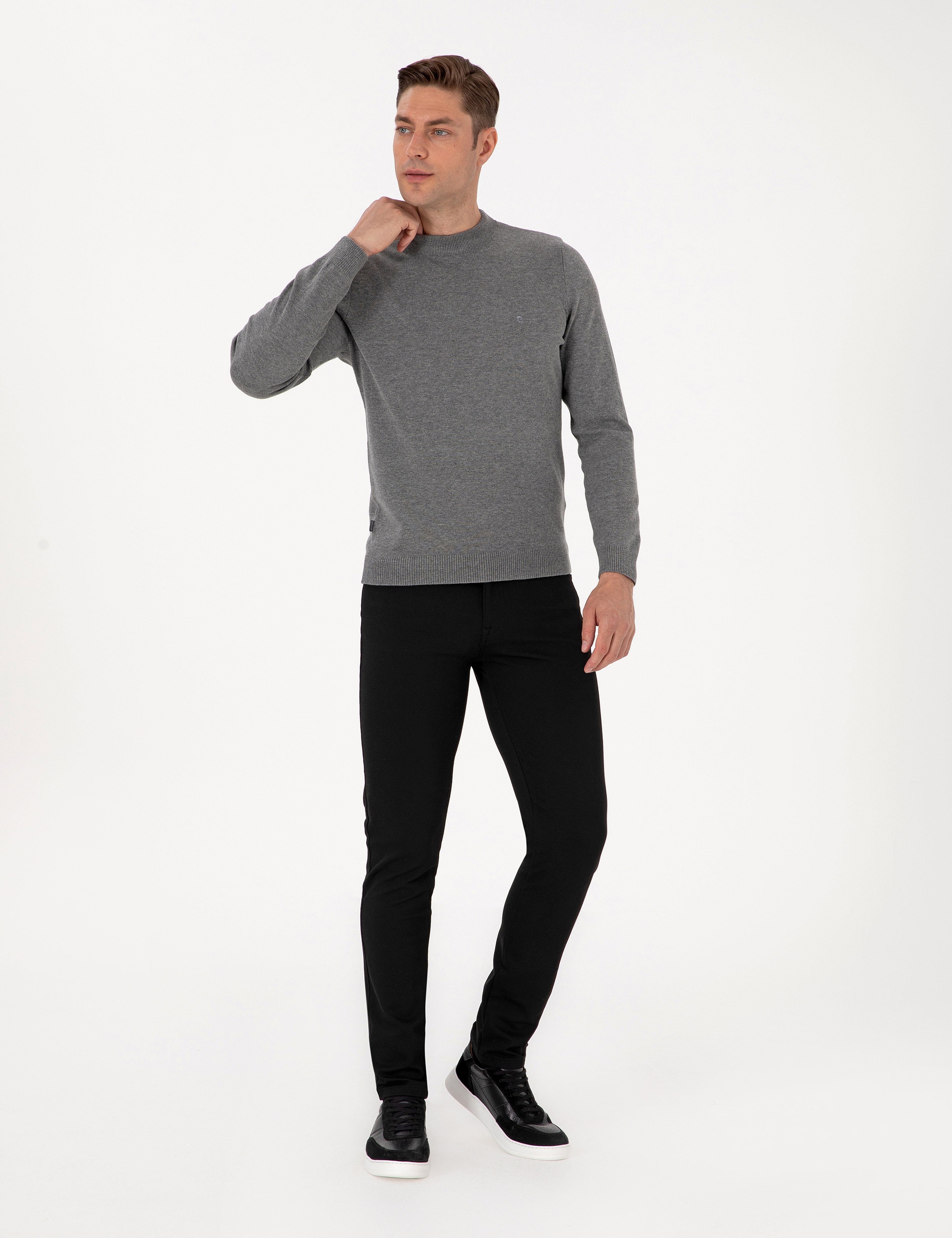 Siyah Slim Fit Kanvas Pantolon - Image 3