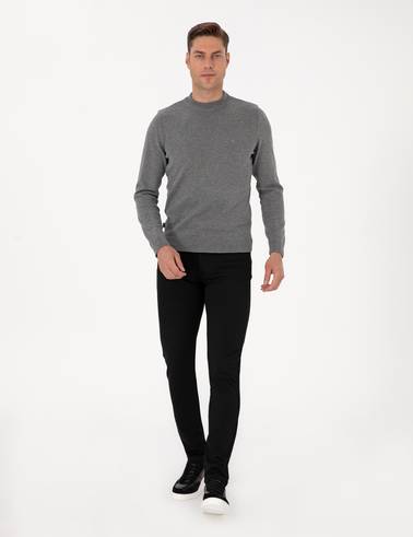 Siyah Slim Fit Kanvas Pantolon