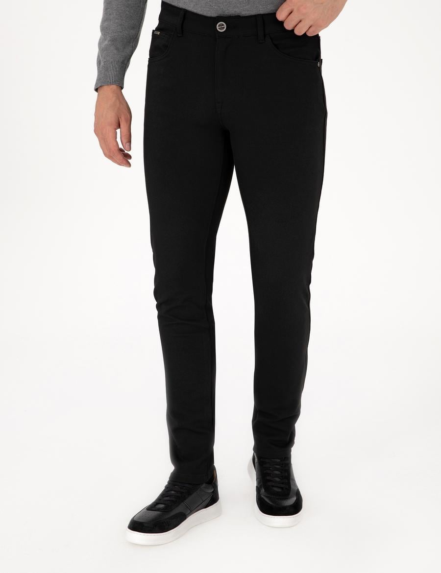 Siyah Slim Fit Kanvas Pantolon