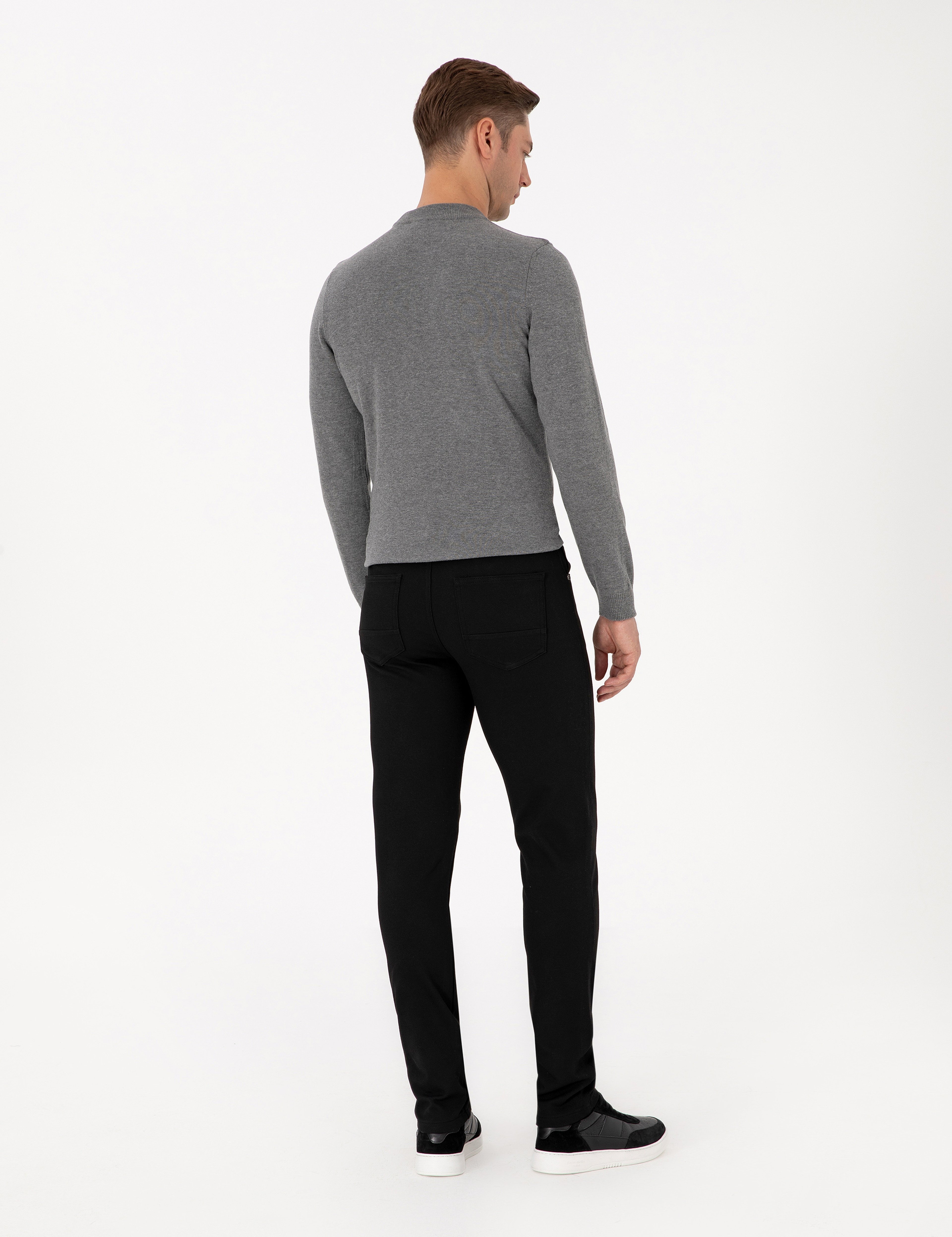 Siyah Slim Fit Kanvas Pantolon - Image 4