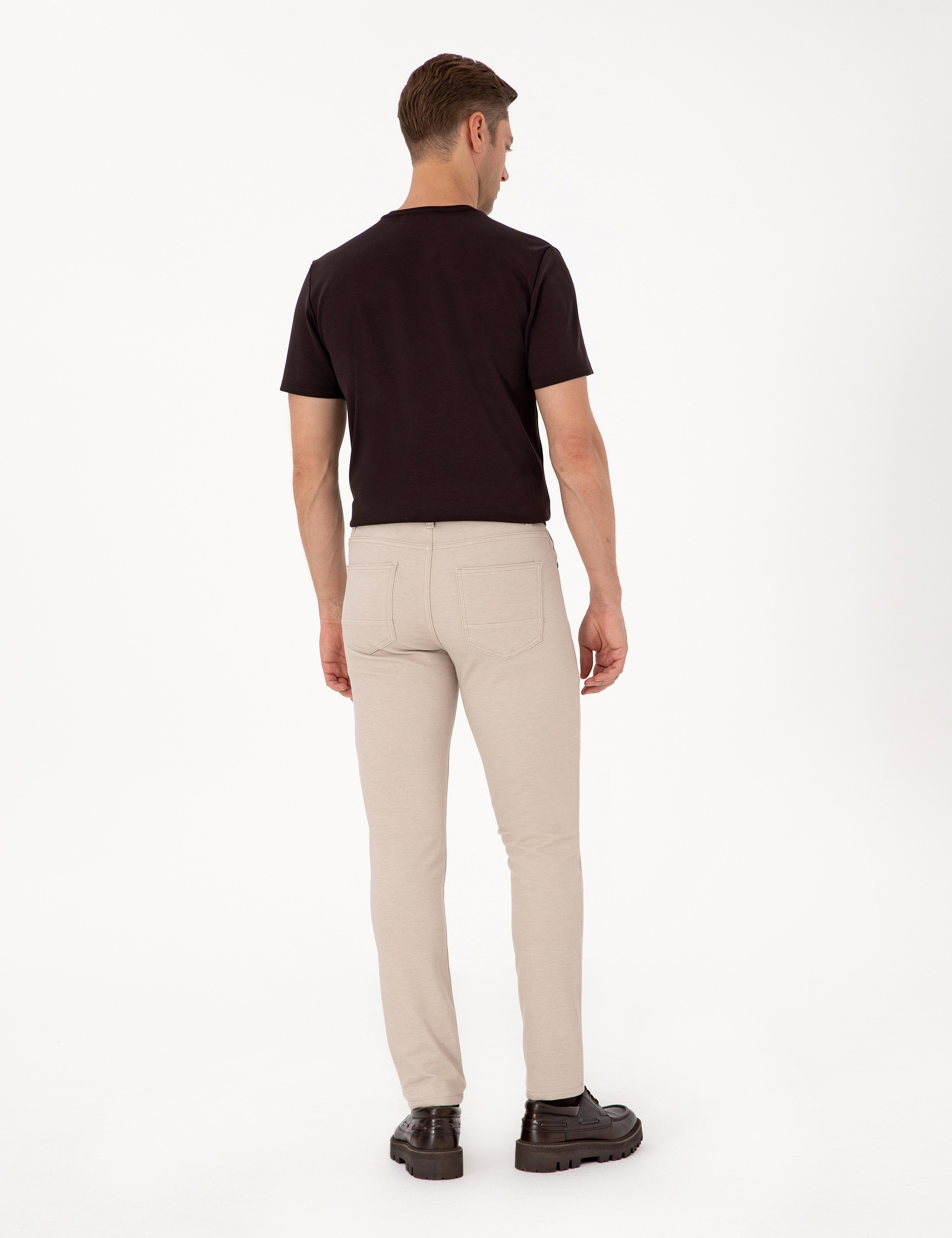 Bej Slim Fit Kanvas Pantolon