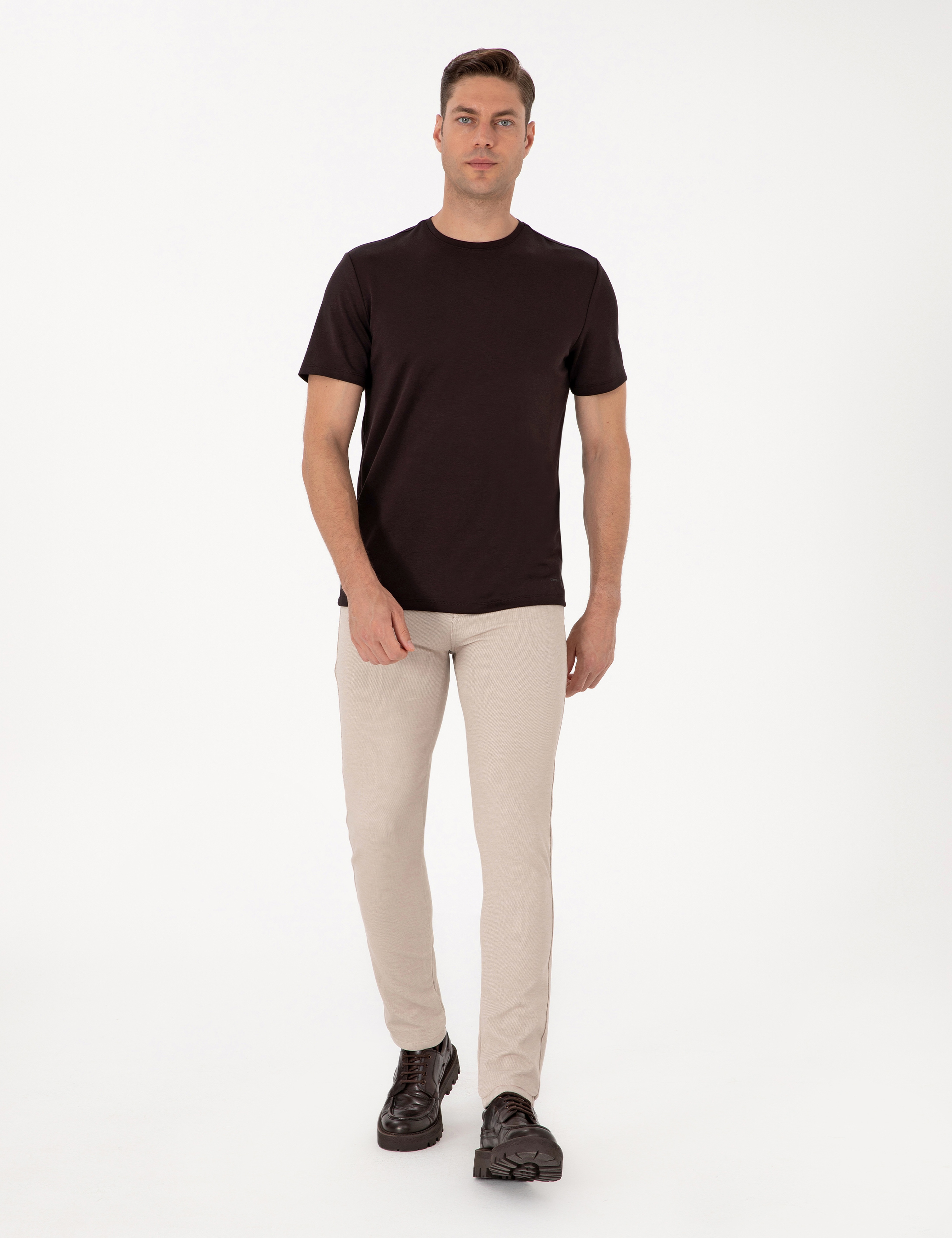 Bej Slim Fit Kanvas Pantolon - Image 1