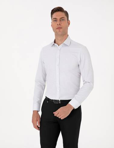 Koyu Haki Slim Fit Uzun Kollu Gömlek