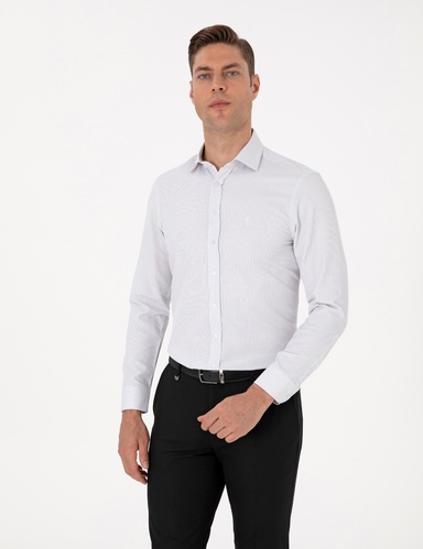 Koyu Haki Slim Fit Uzun Kollu Gömlek