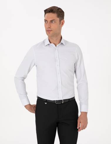 Koyu Haki Slim Fit Uzun Kollu Gömlek