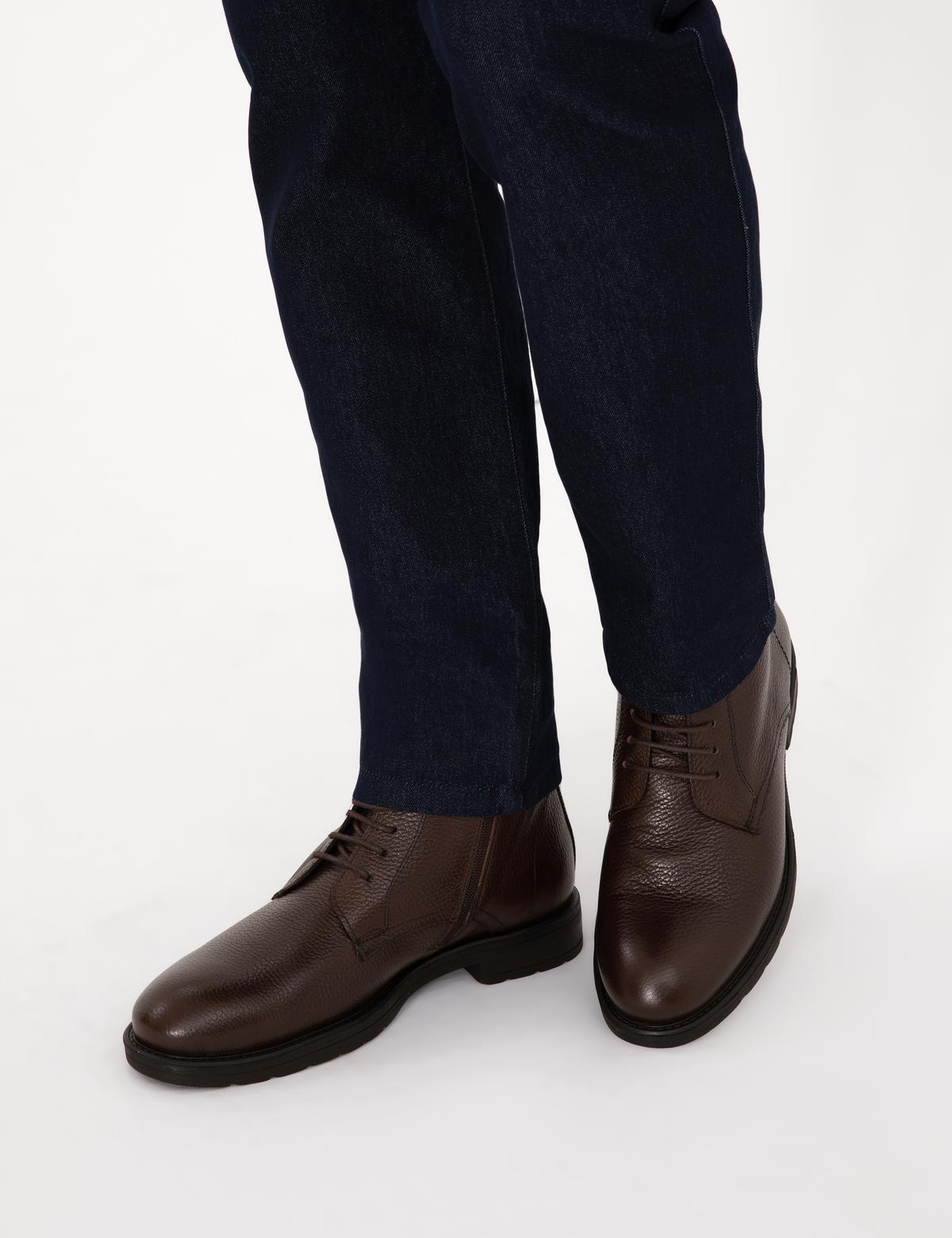 Kahverengi %100 Deri Kauçuk Taban Bot - 50318890010