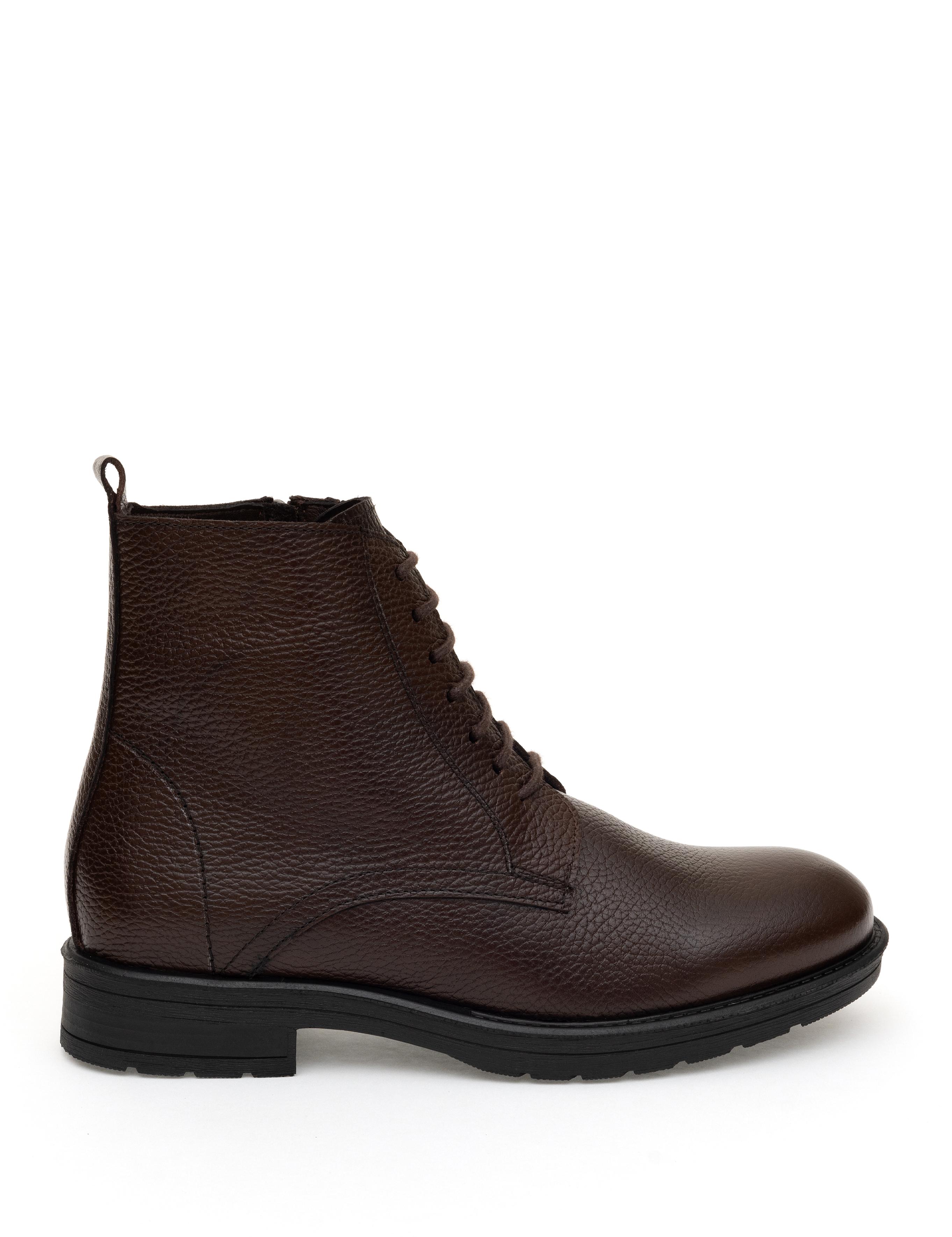 Kahverengi %100 Deri Kauçuk Taban Bot