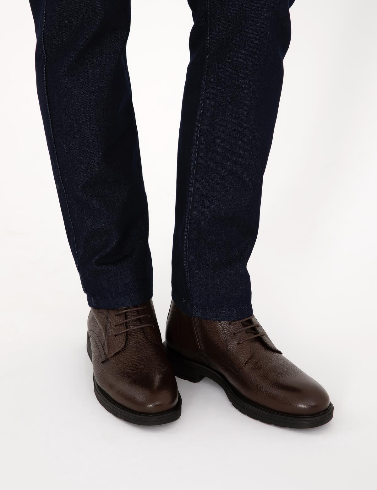 Kahverengi %100 Deri Kauçuk Taban Bot - 50318890010