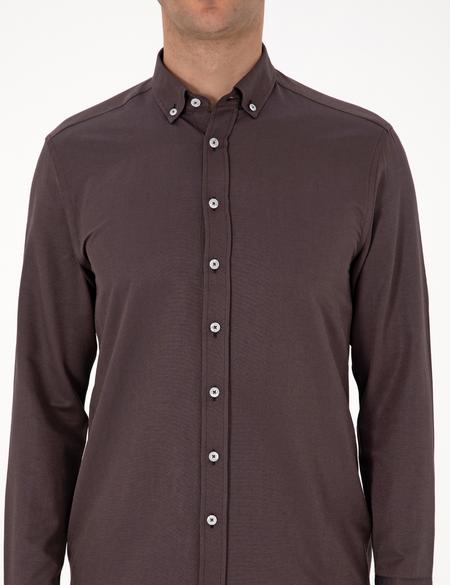 Koyu Kahverengi Regular Fit Uzun Kollu Gömlek - 50311487105