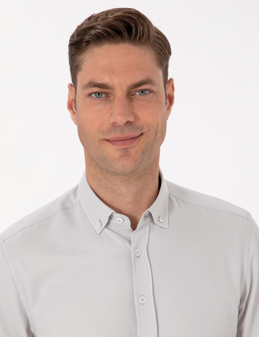 Gri Regular Fit Uzun Kollu Gömlek