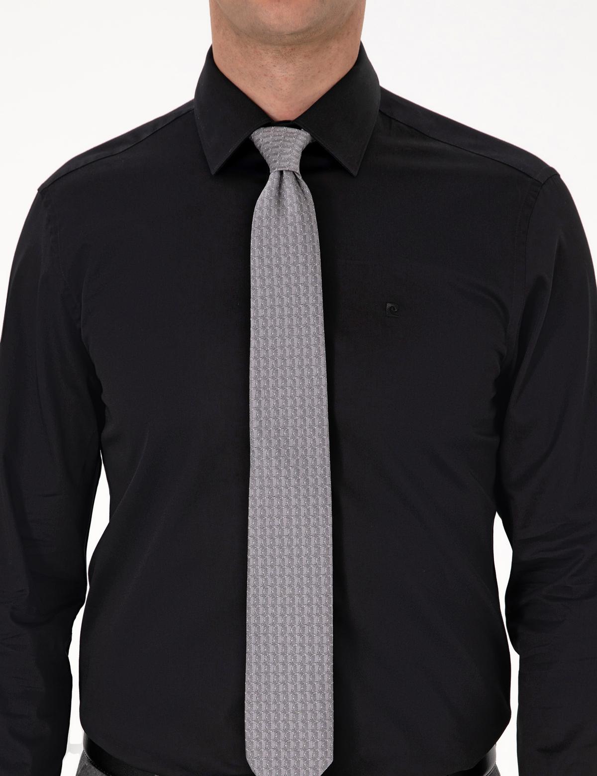 Siyah Slim Fit Uzun Kollu Basic Gömlek - 50315407033