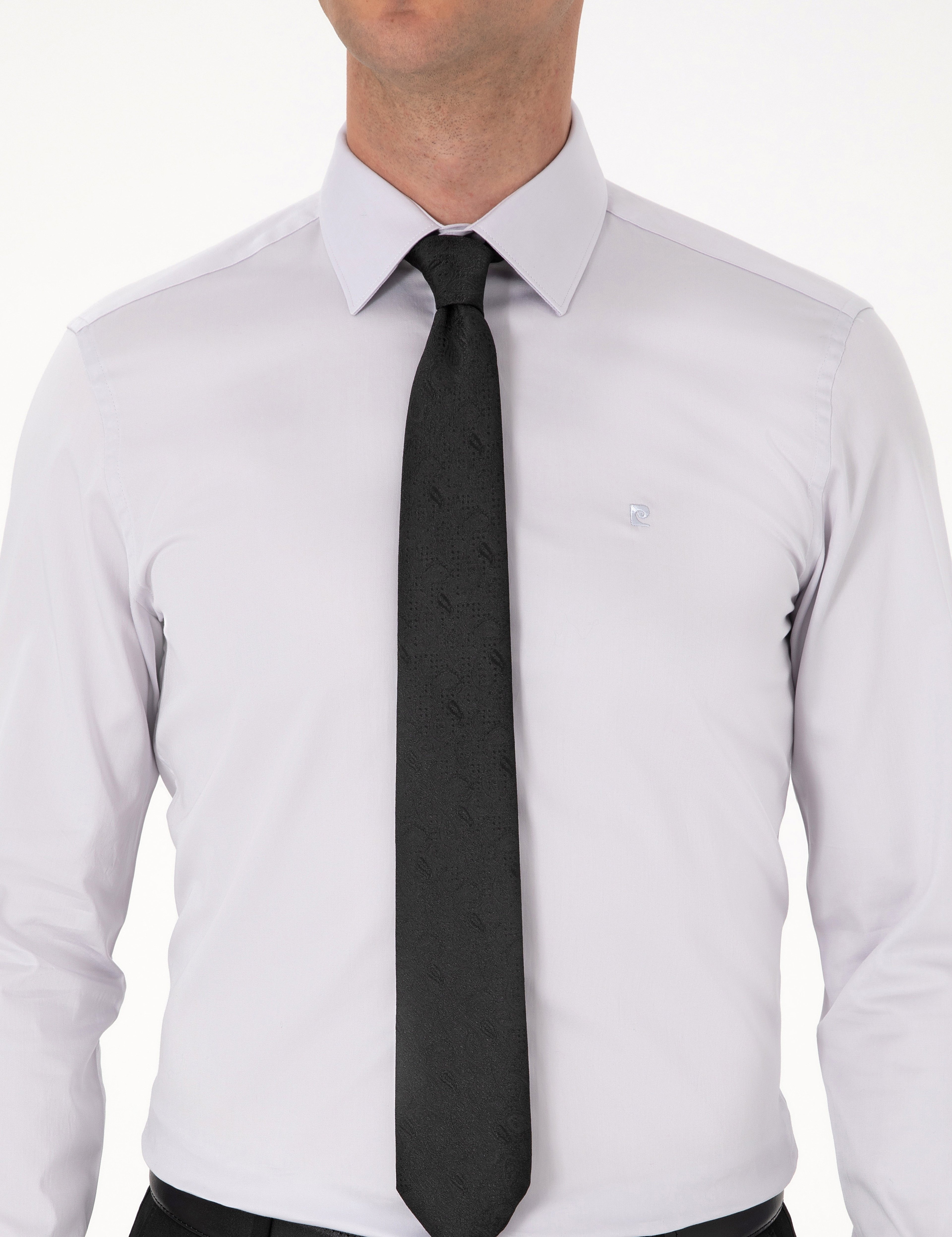 Gri %100 Pamuk Slim Fit Uzun Kollu Basic Gömlek - Image 6