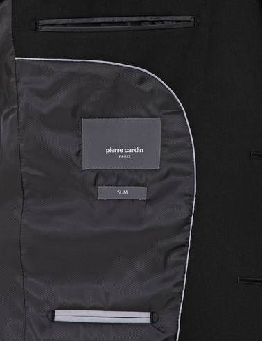 Siyah Slim Fit Yelekli Takım Elbise