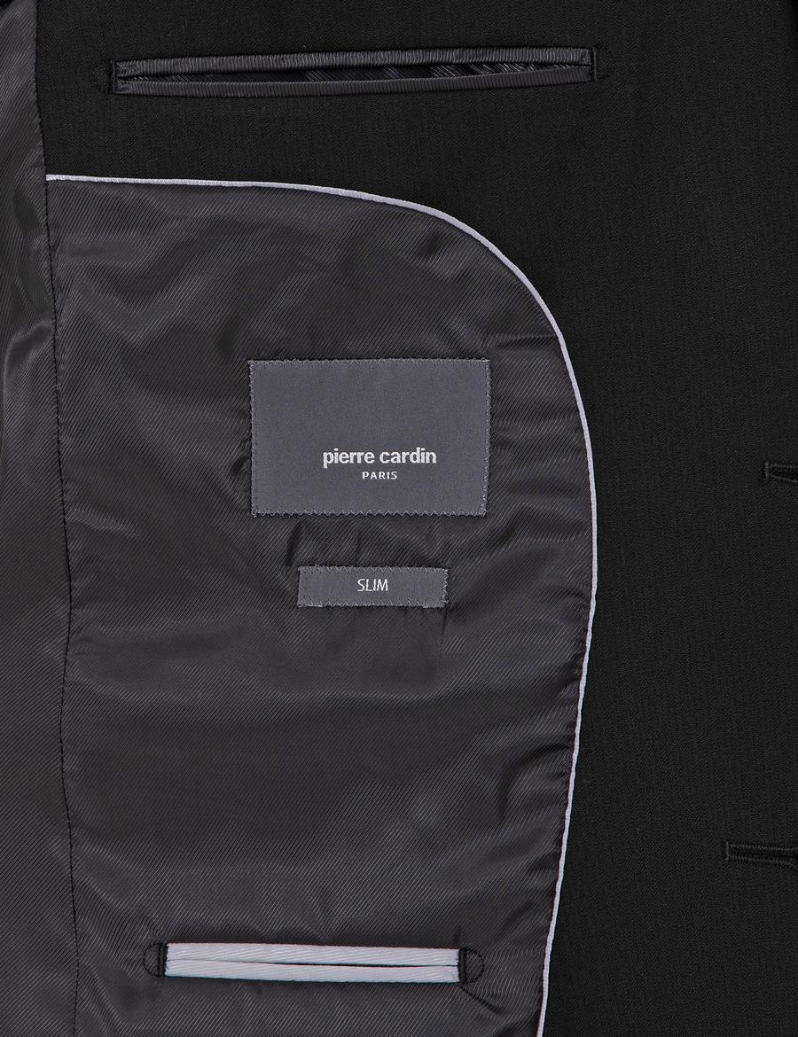 Siyah Slim Fit Yelekli Takım Elbise