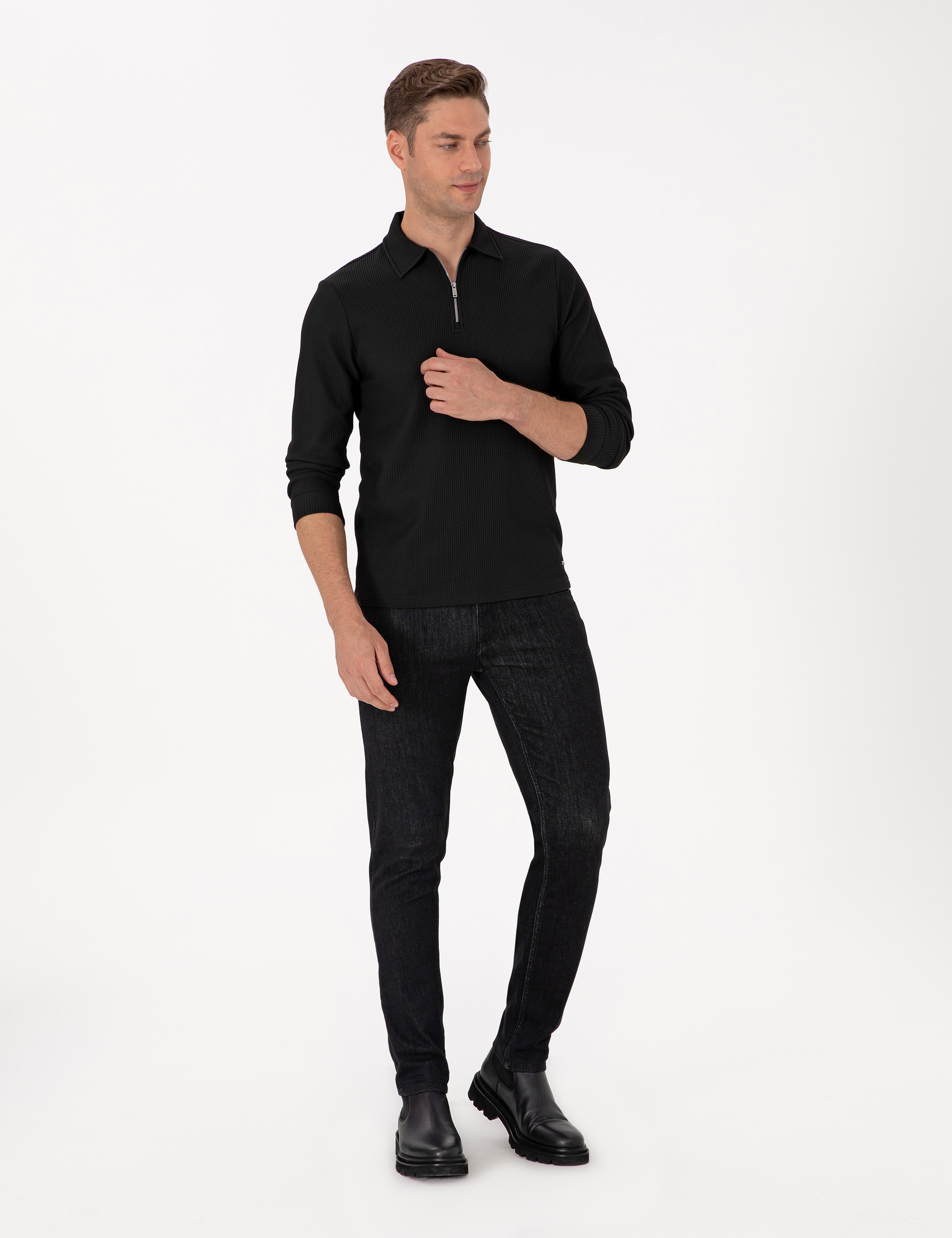 Siyah Regular Fit Sweatshirt - Image 4