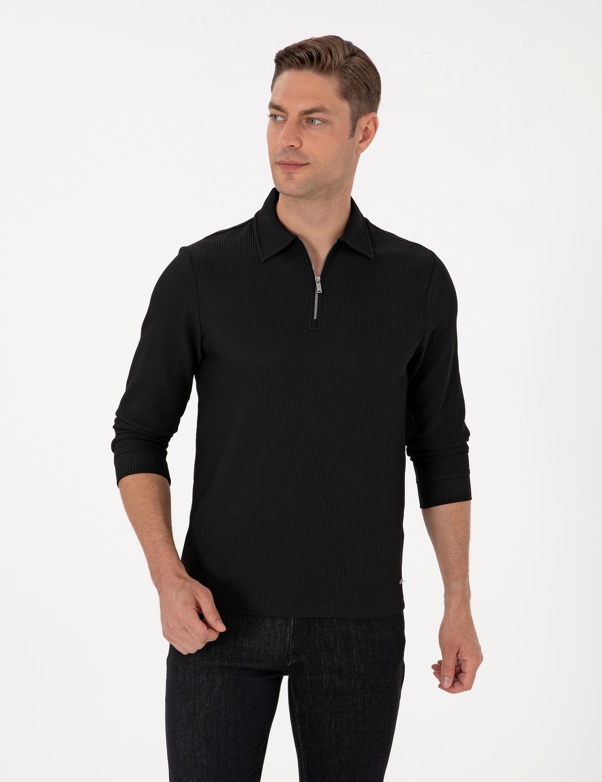 Siyah Regular Fit Sweatshirt - 50313989004