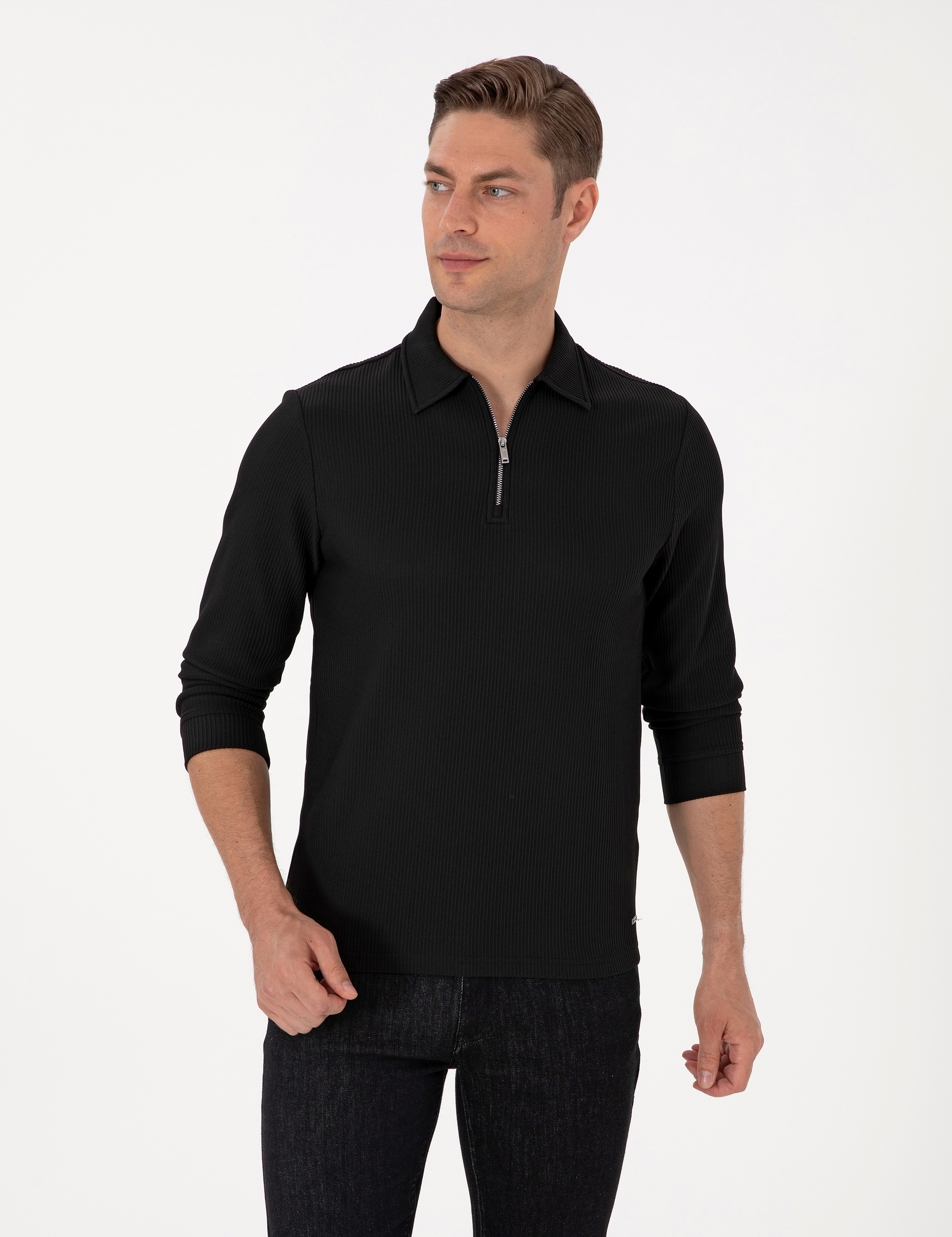 Siyah Regular Fit Sweatshirt - Image 3