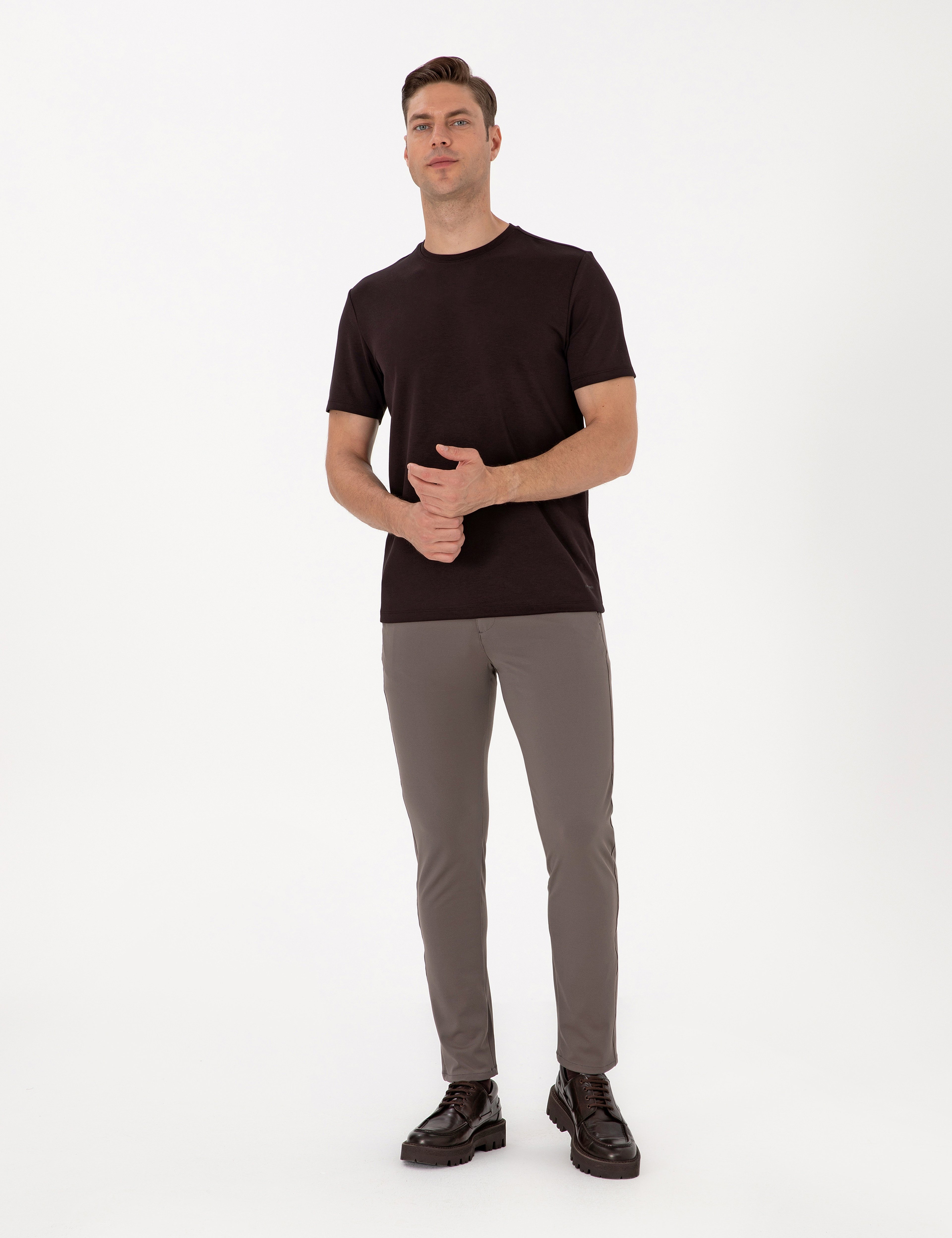 Vizon Slim Fit Beli Lastikli Kordonlu Jogger Kanvas Pantolon - Image 1