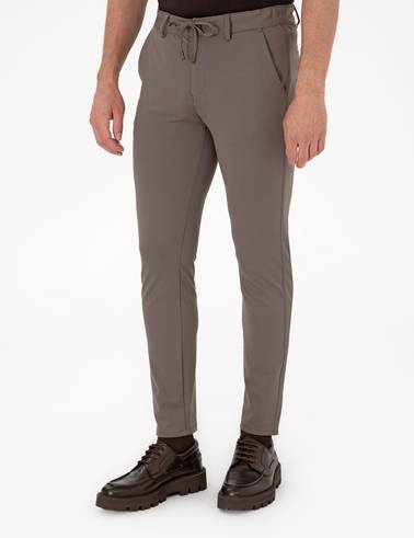 Vizon Slim Fit Beli Lastikli Kordonlu Jogger Kanvas Pantolon