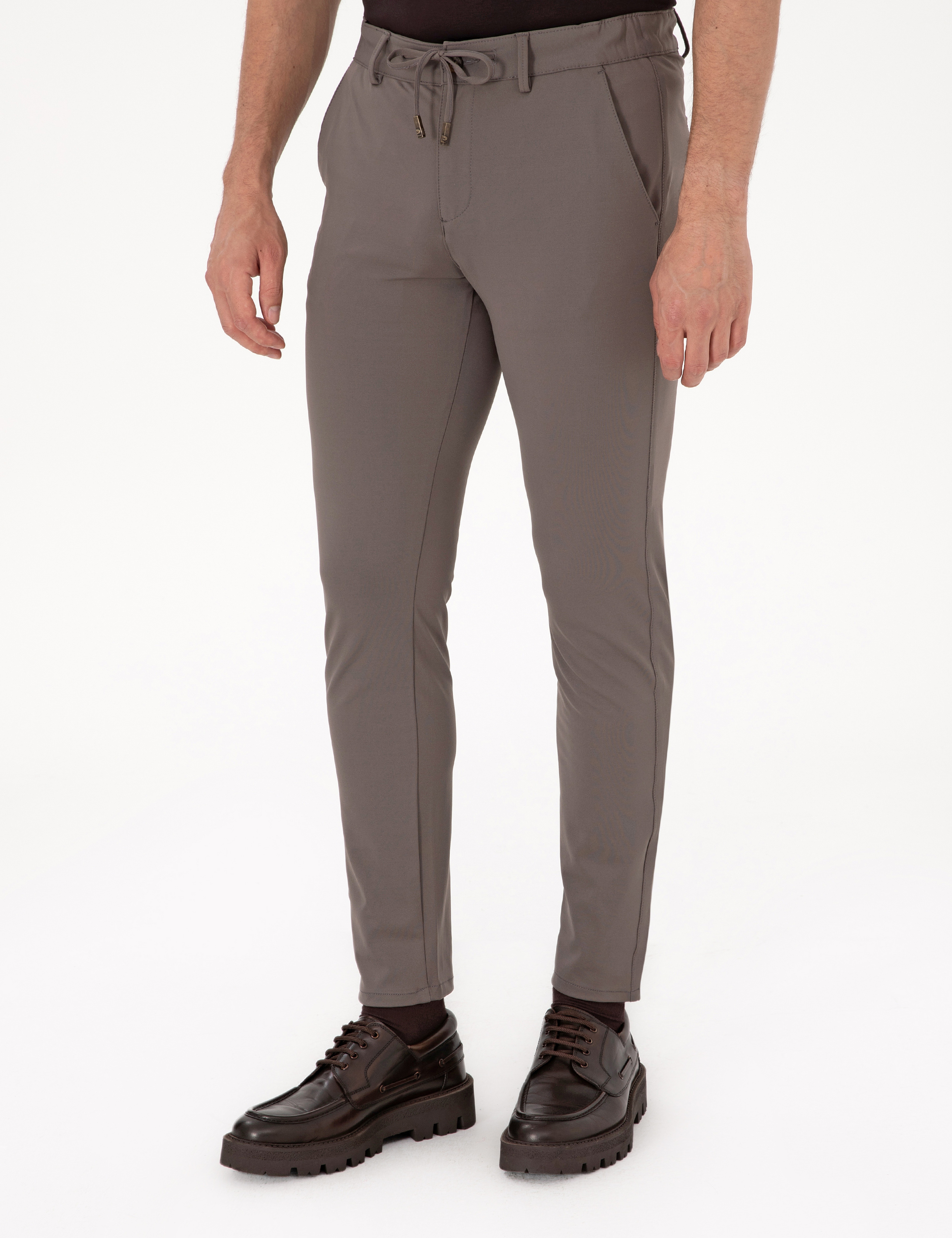 Vizon Slim Fit Beli Lastikli Kordonlu Jogger Kanvas Pantolon - Image 2