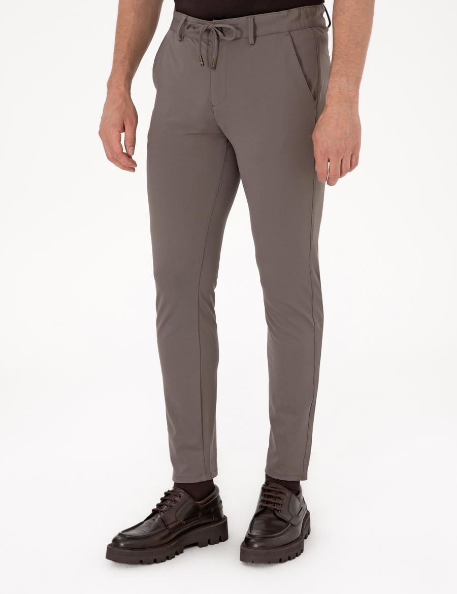 Vizon Slim Fit Beli Lastikli Kordonlu Jogger Kanvas Pantolon