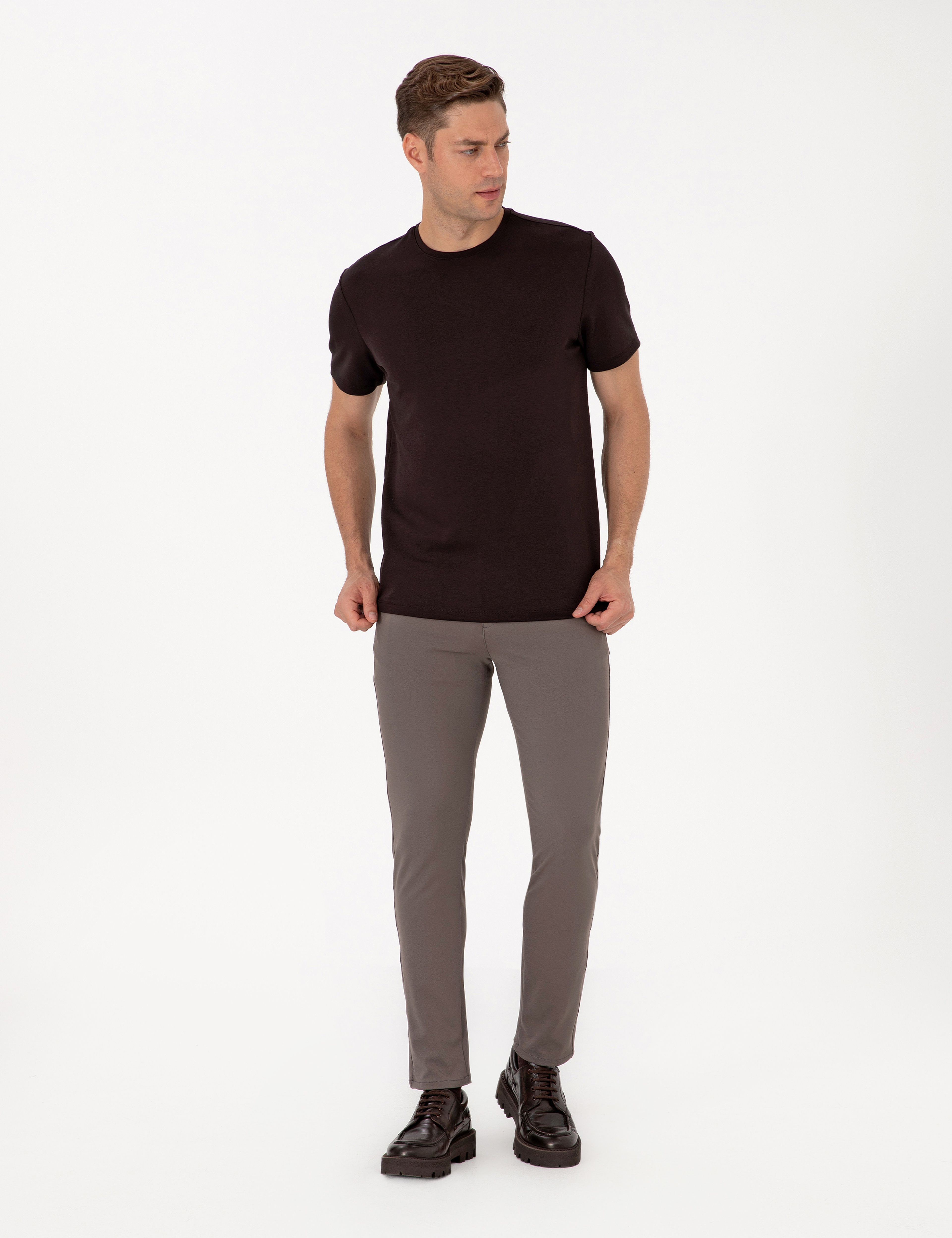 Vizon Slim Fit Beli Lastikli Kordonlu Jogger Kanvas Pantolon - Image 3