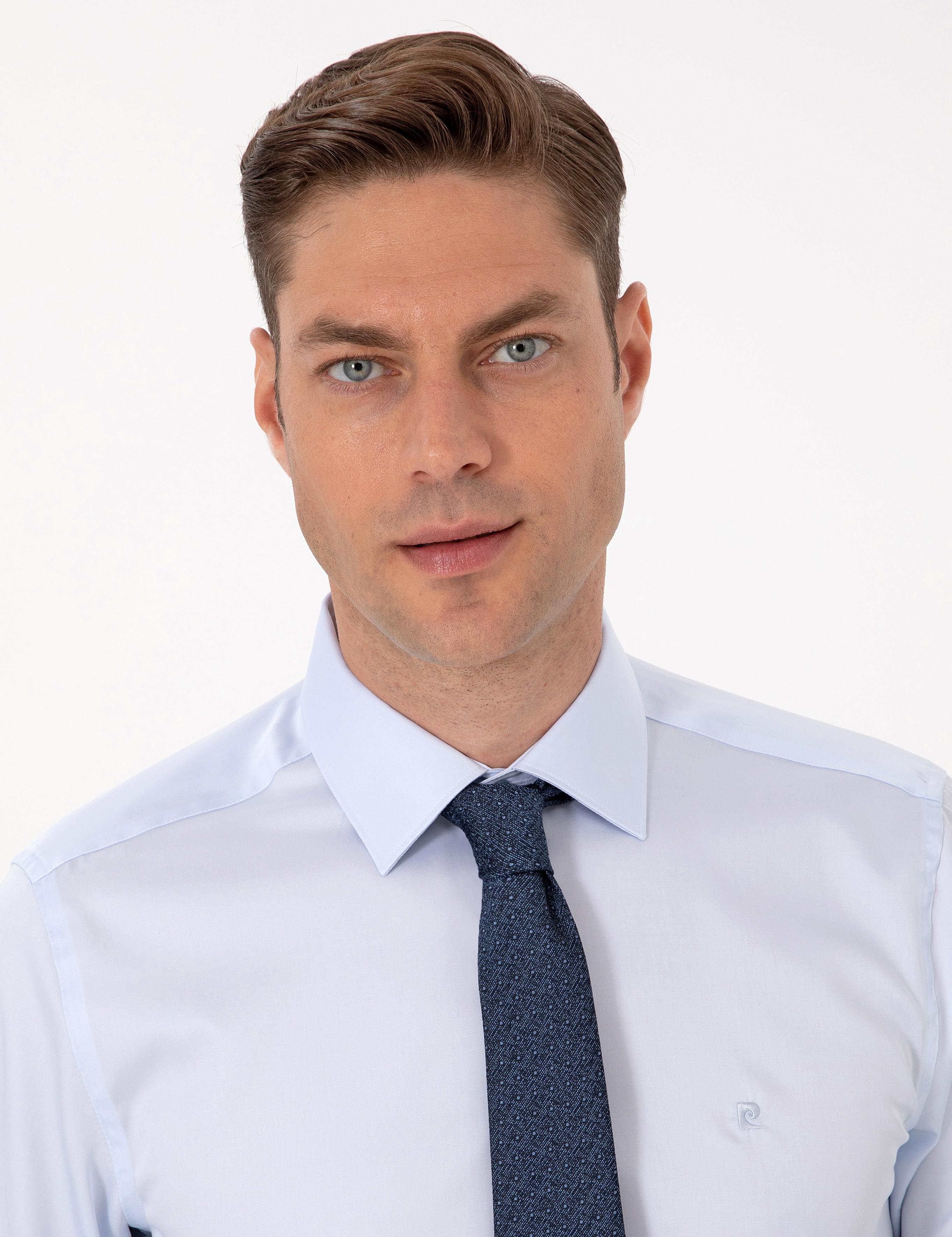 Açık Mavi Slim Fit Uzun Kollu Basic Gömlek