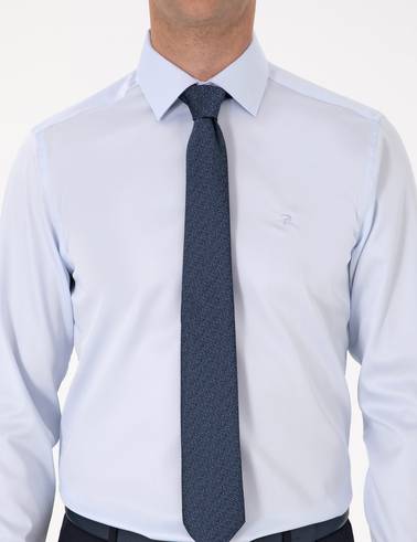 Açık Mavi Slim Fit Uzun Kollu Basic Gömlek
