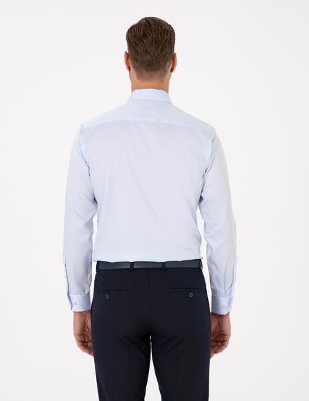 Açık Mavi Slim Fit Uzun Kollu Basic Gömlek - 50301930016