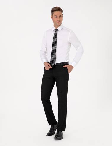 Beyaz Non İron Kolay Ütülenebilir Slim Fit Uzun Kollu Basic Gömlek